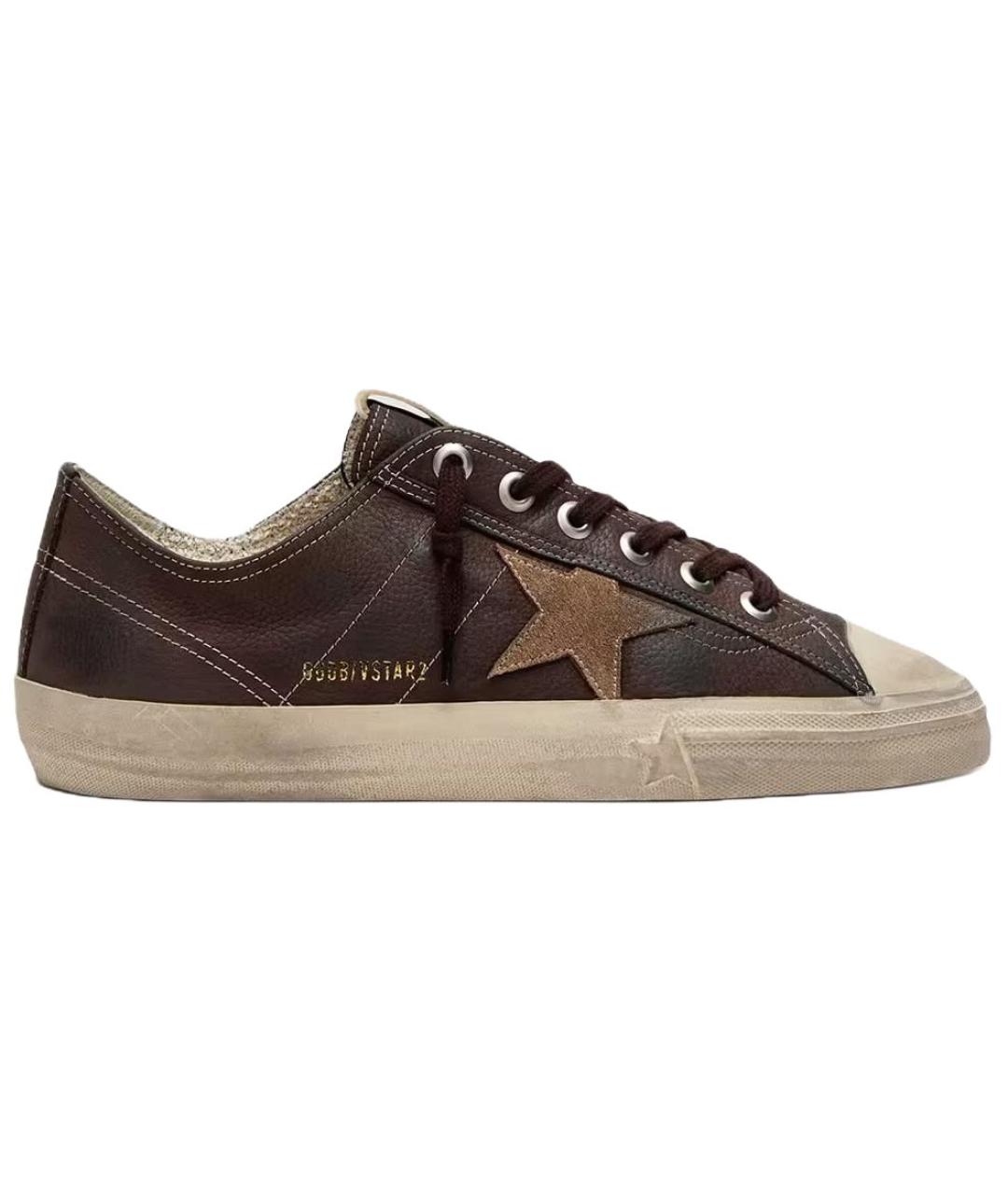 GOLDEN GOOSE DELUXE BRAND Коричневые кожаные низкие кроссовки / кеды, фото 1
