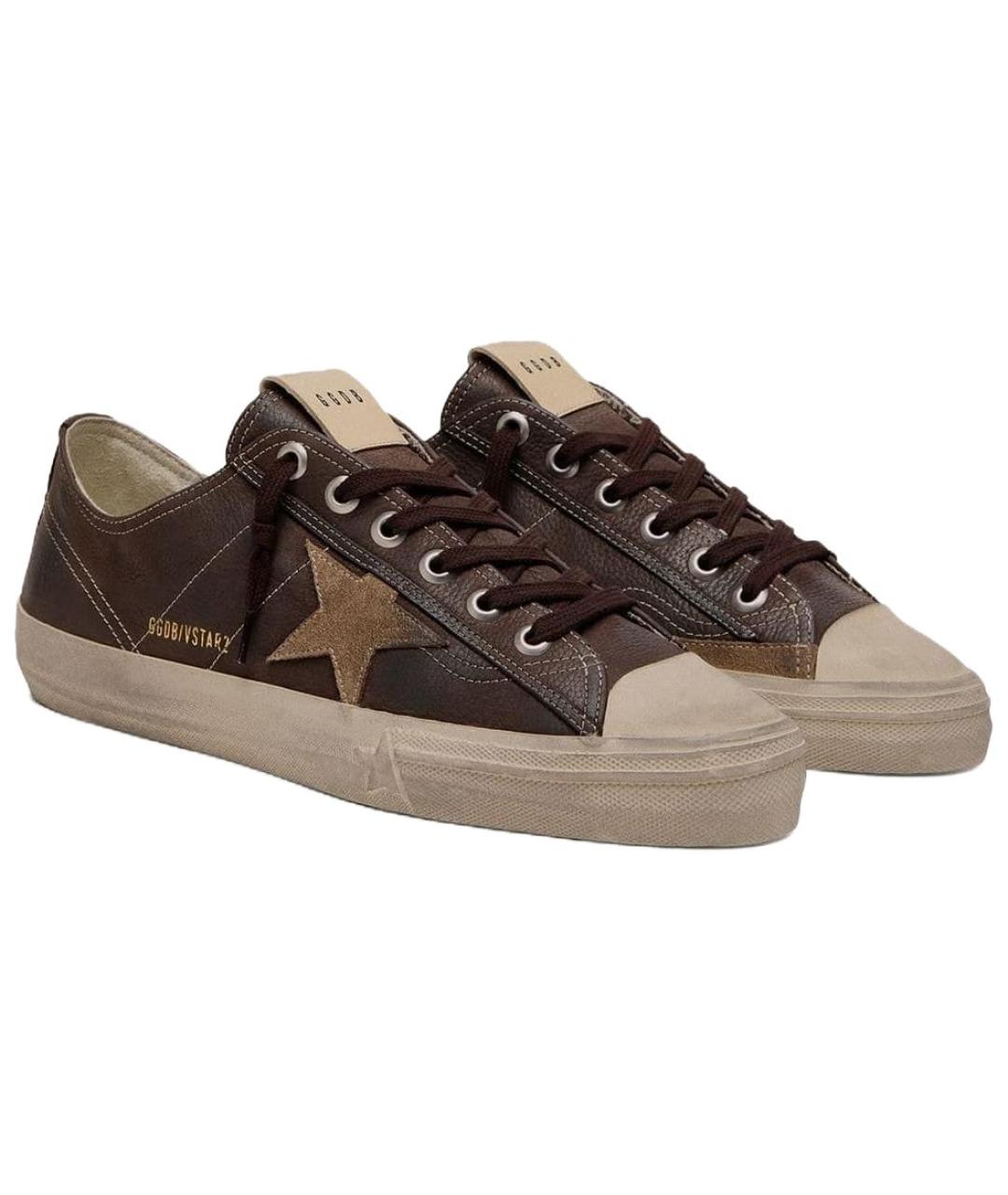 GOLDEN GOOSE DELUXE BRAND Коричневые кожаные низкие кроссовки / кеды, фото 3