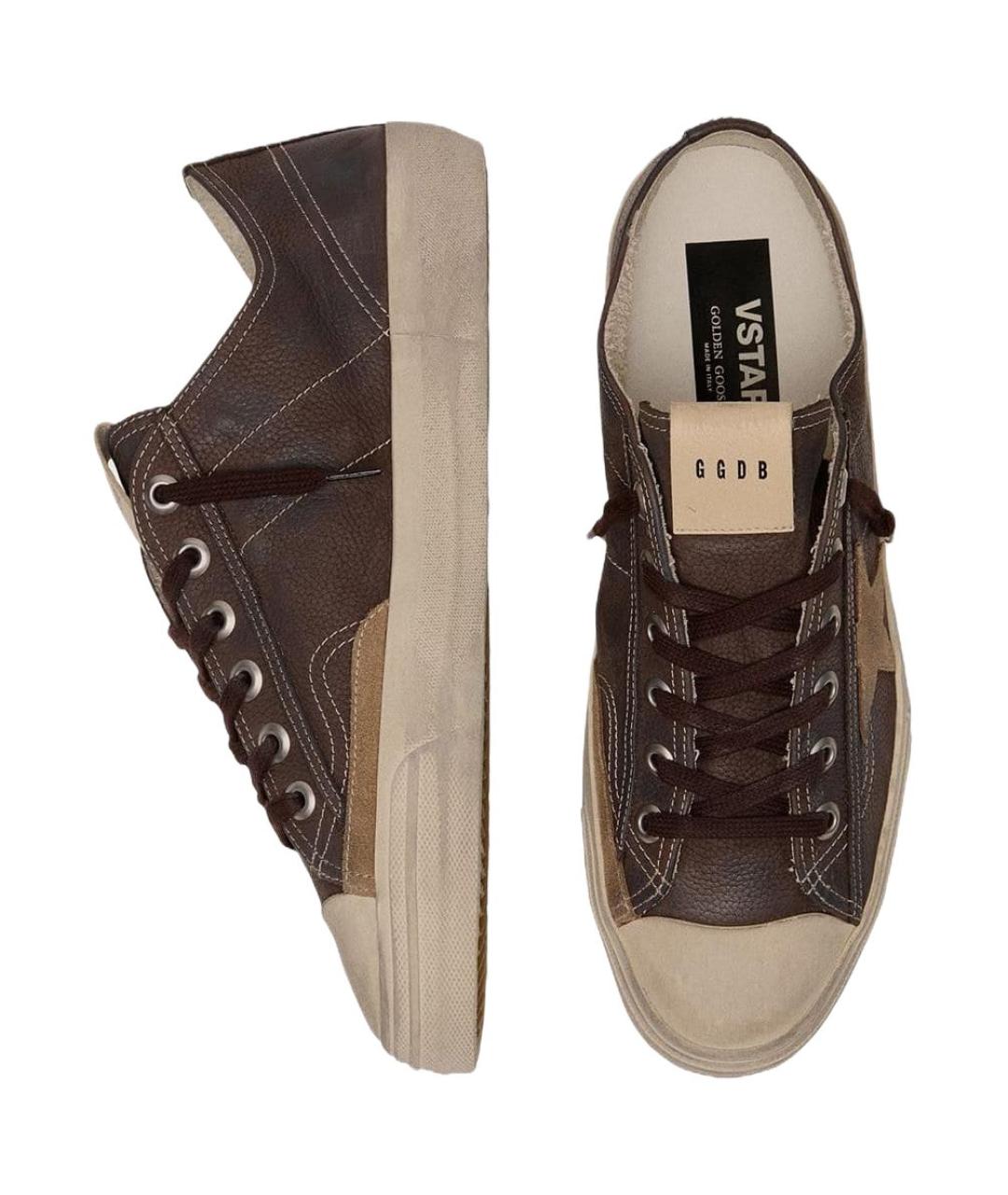 GOLDEN GOOSE DELUXE BRAND Коричневые кожаные низкие кроссовки / кеды, фото 4