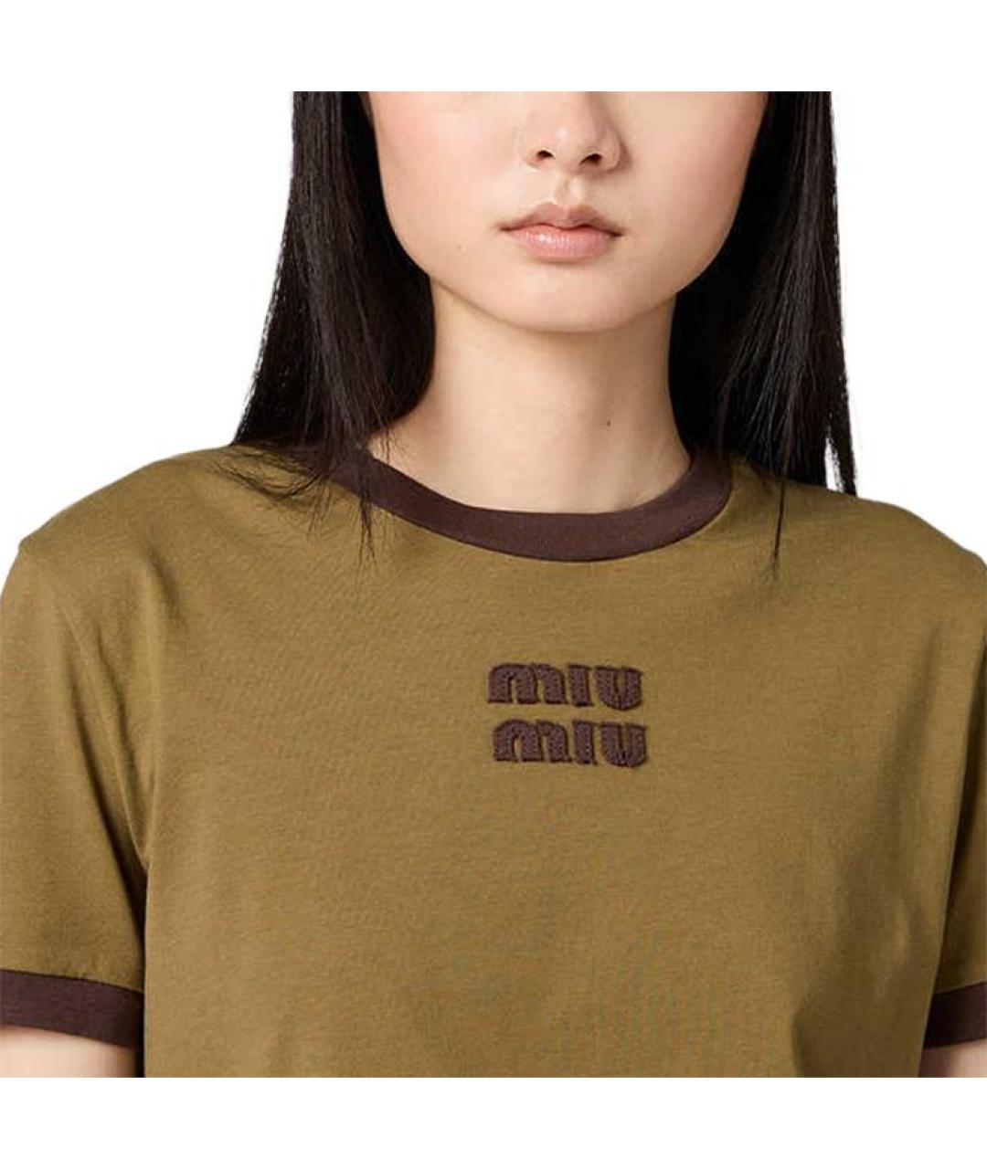 MIU MIU Зеленая футболка, фото 5