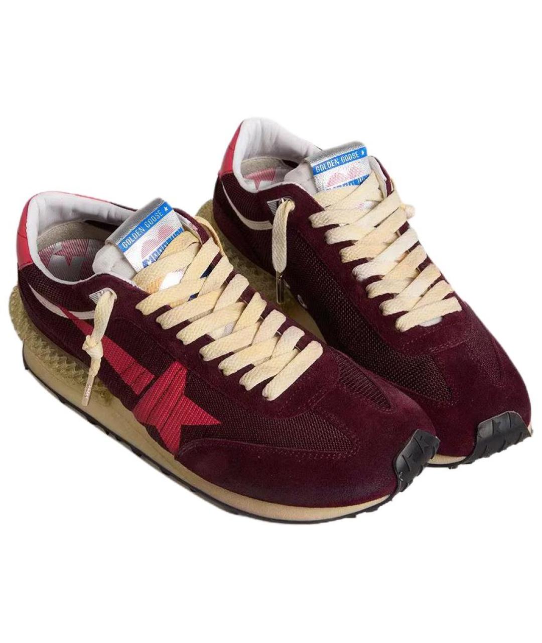 GOLDEN GOOSE DELUXE BRAND Бордовые текстильные низкие кроссовки / кеды, фото 3
