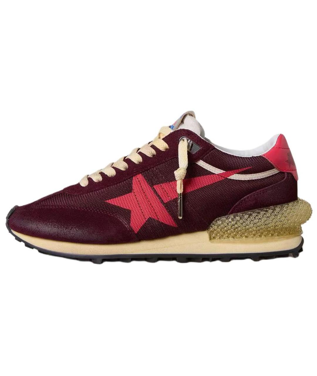 GOLDEN GOOSE DELUXE BRAND Бордовые текстильные низкие кроссовки / кеды, фото 2