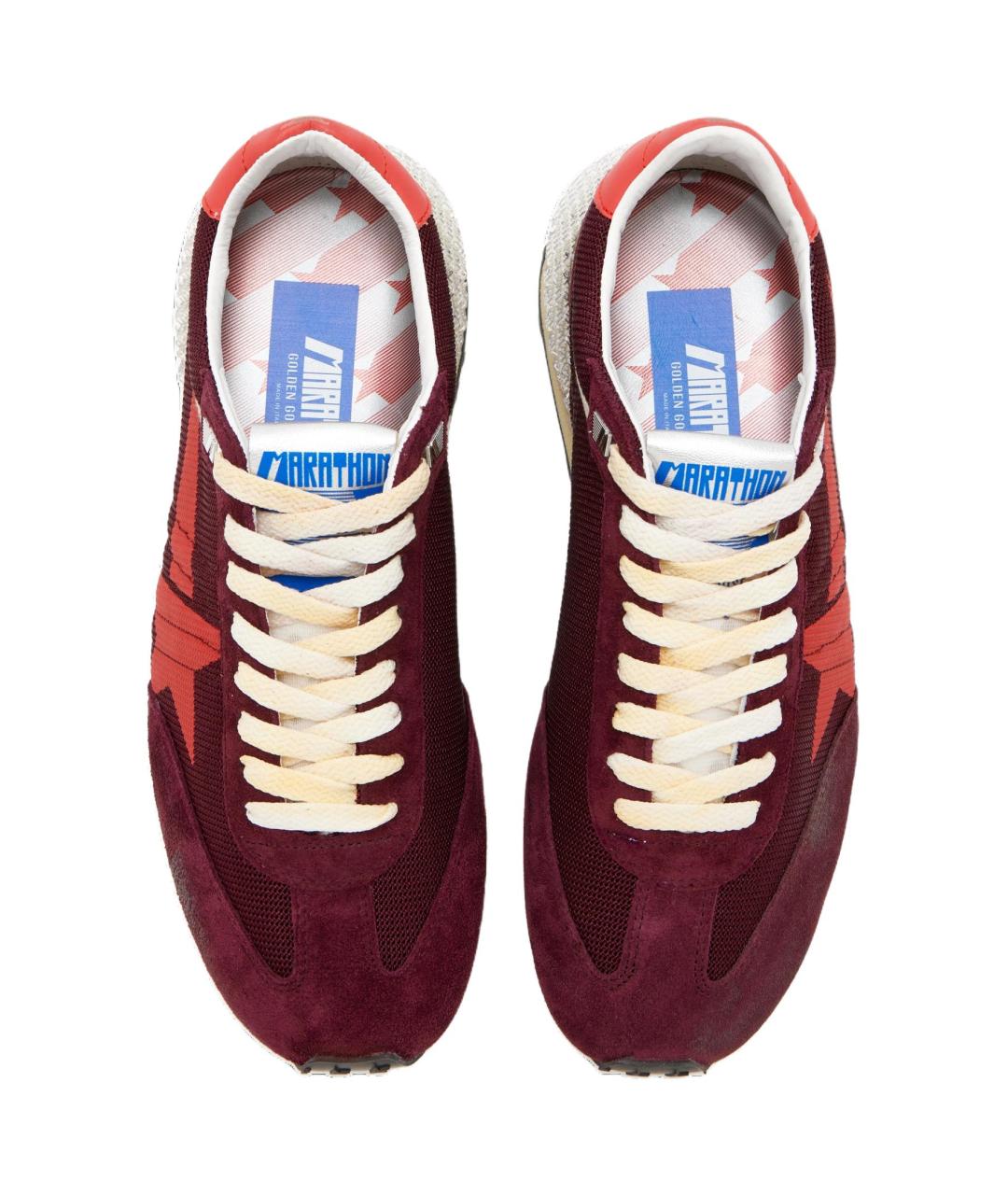 GOLDEN GOOSE DELUXE BRAND Бордовые текстильные низкие кроссовки / кеды, фото 5