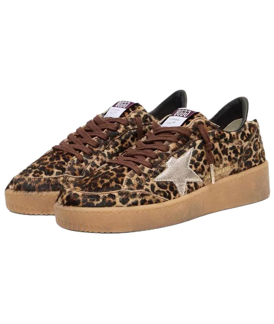 GOLDEN GOOSE DELUXE BRAND Коричневые кожаные кроссовки, фото 4