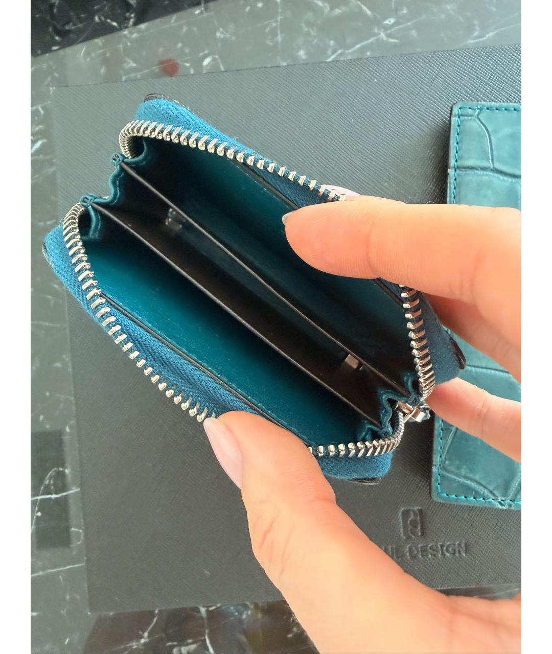 GUCCI Бирюзовый кардхолдер из экзотической кожи, фото 3
