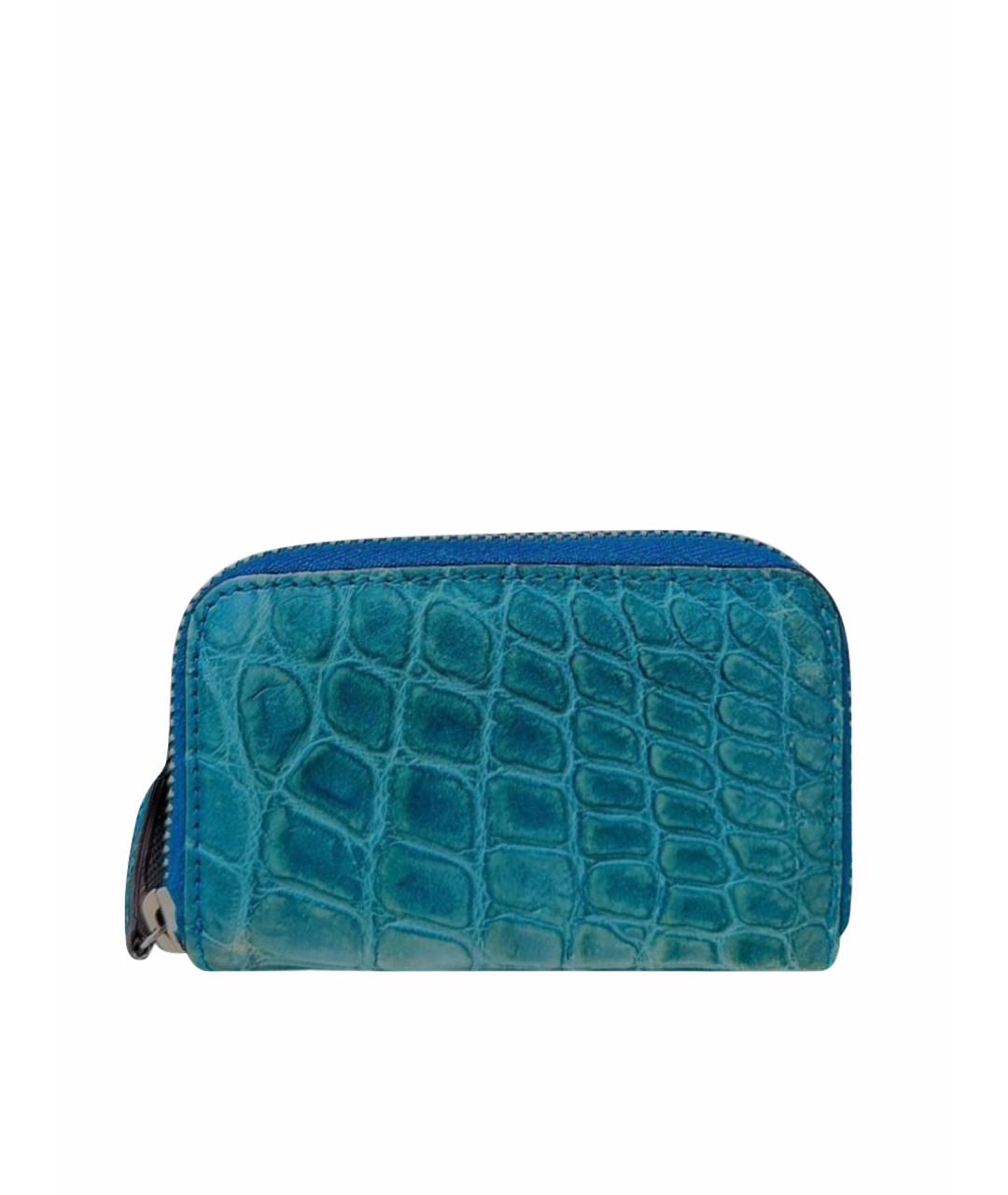 GUCCI Бирюзовый кардхолдер из экзотической кожи, фото 1