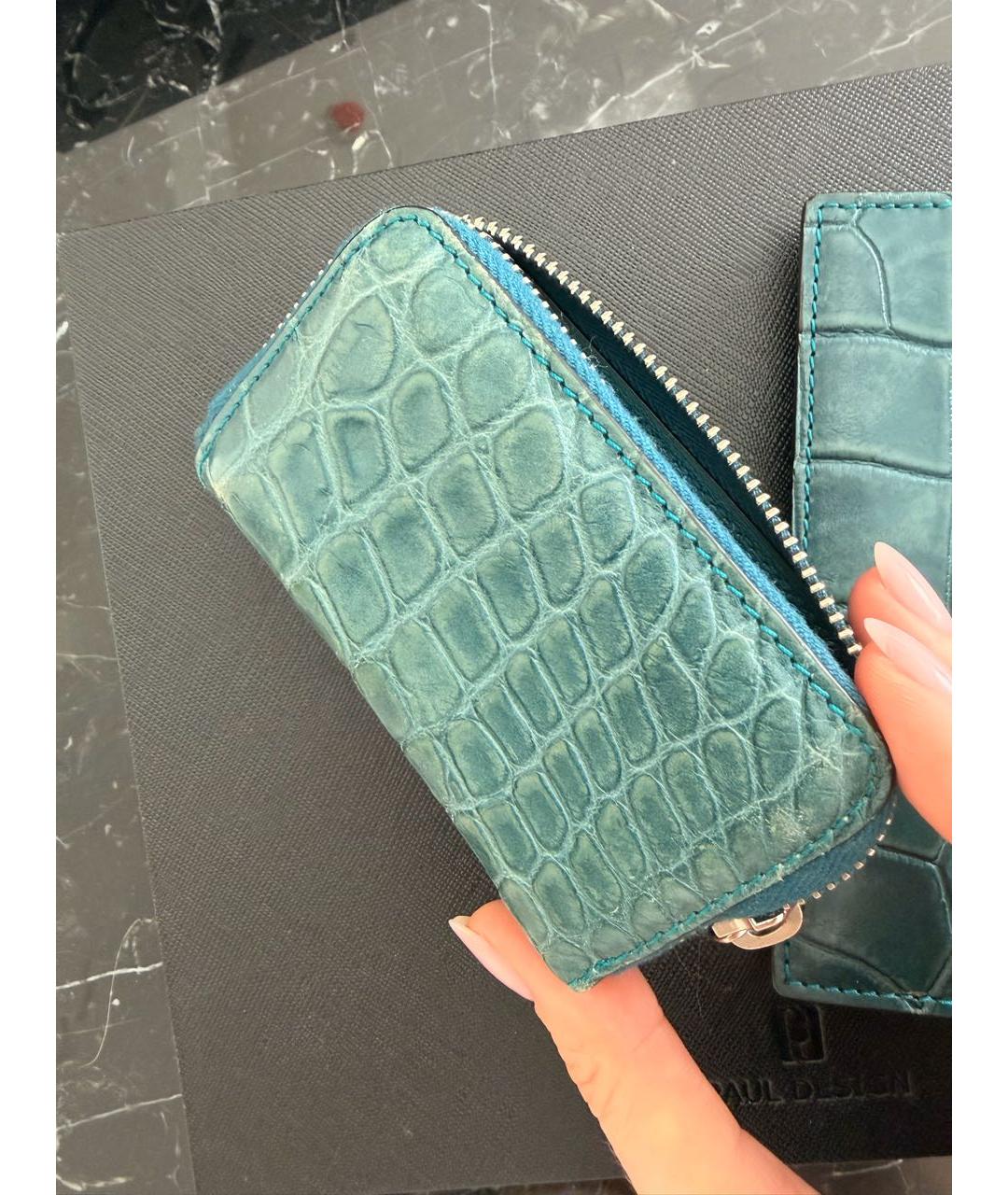 GUCCI Бирюзовый кардхолдер из экзотической кожи, фото 2