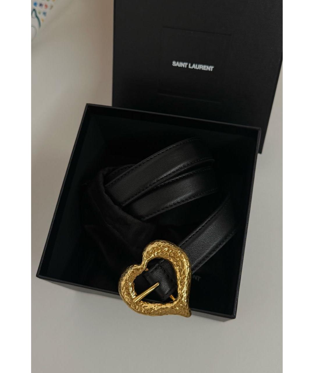 SAINT LAURENT Черный кожаный ремень, фото 3