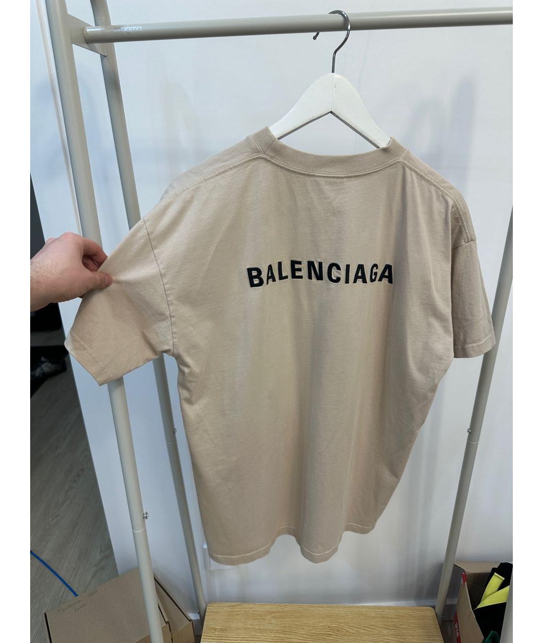 BALENCIAGA Бежевая хлопковая майка, фото 2
