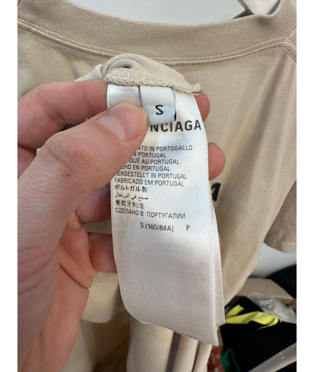BALENCIAGA Бежевая хлопковая майка, фото 4