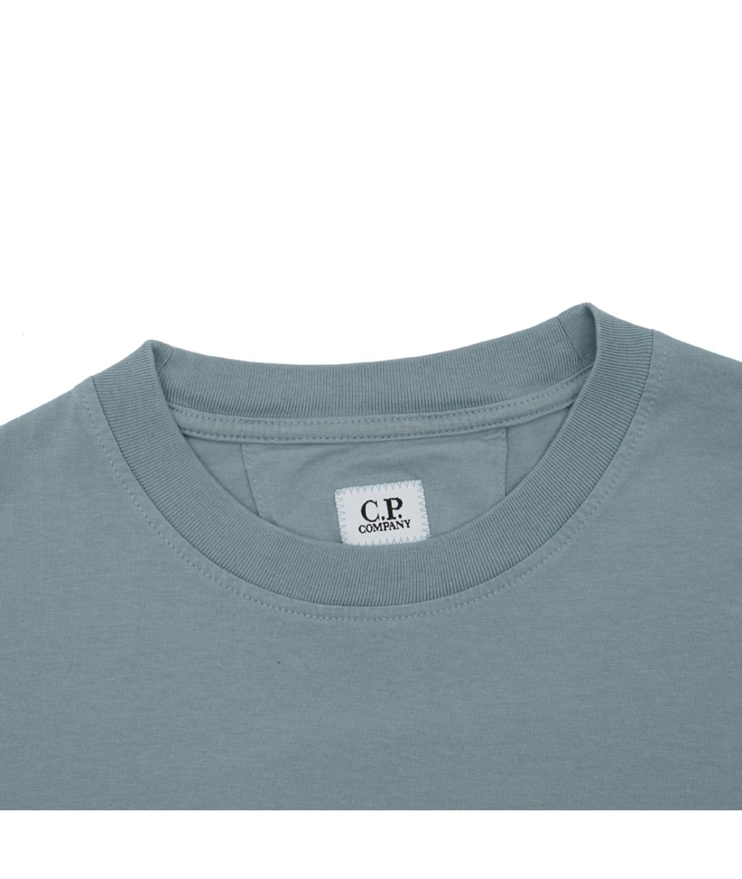 CP COMPANY Голубая хлопковая футболка, фото 3