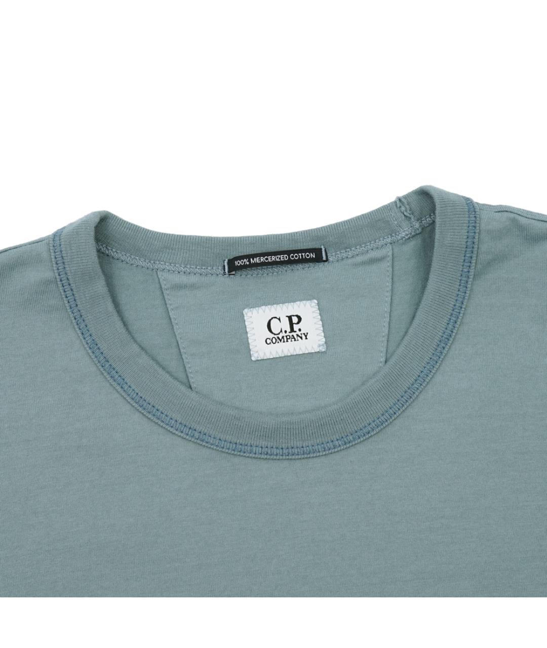 CP COMPANY Голубая хлопковая футболка, фото 2