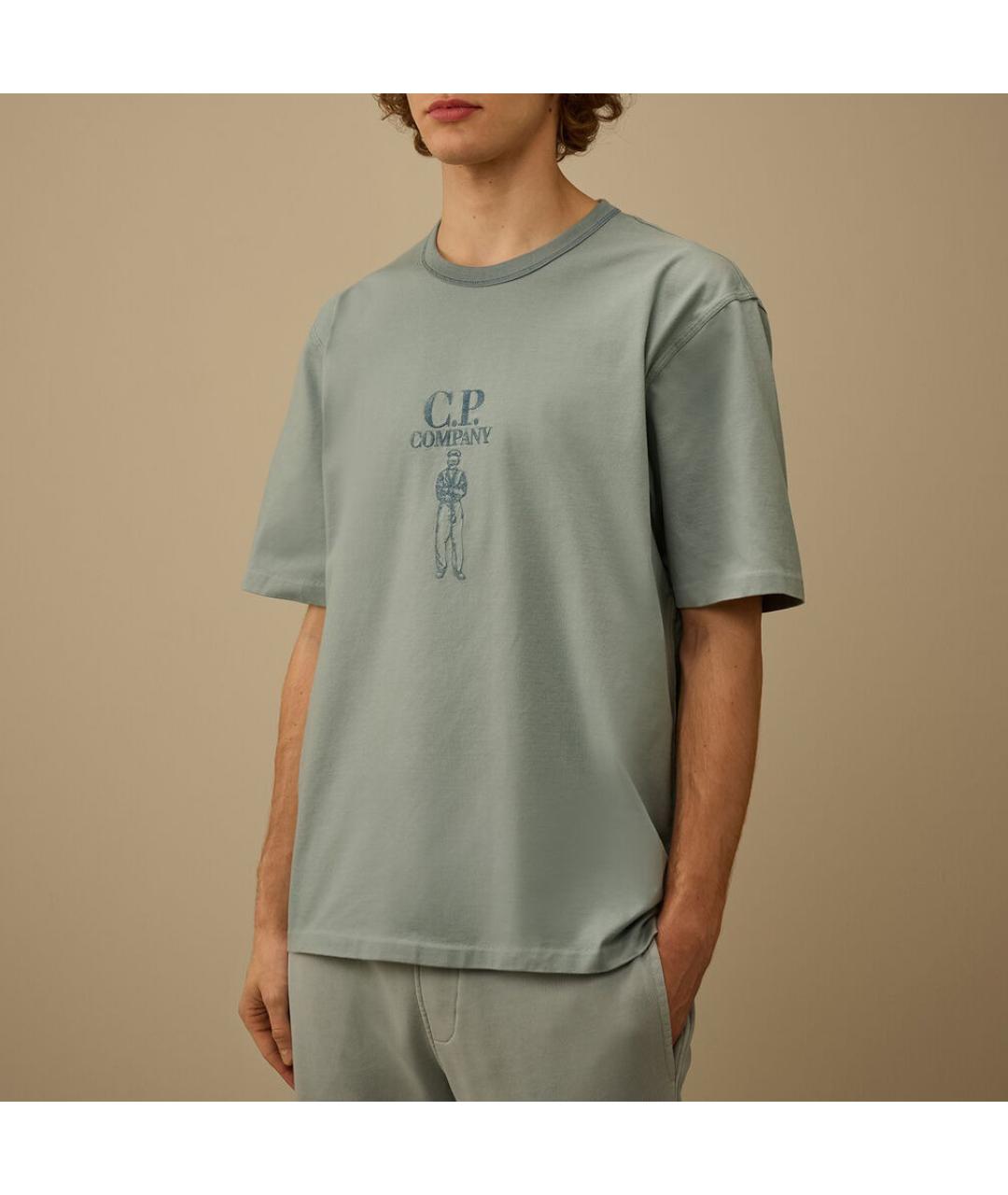 CP COMPANY Голубая хлопковая футболка, фото 5