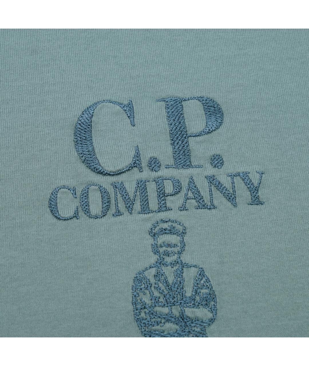 CP COMPANY Голубая хлопковая футболка, фото 3