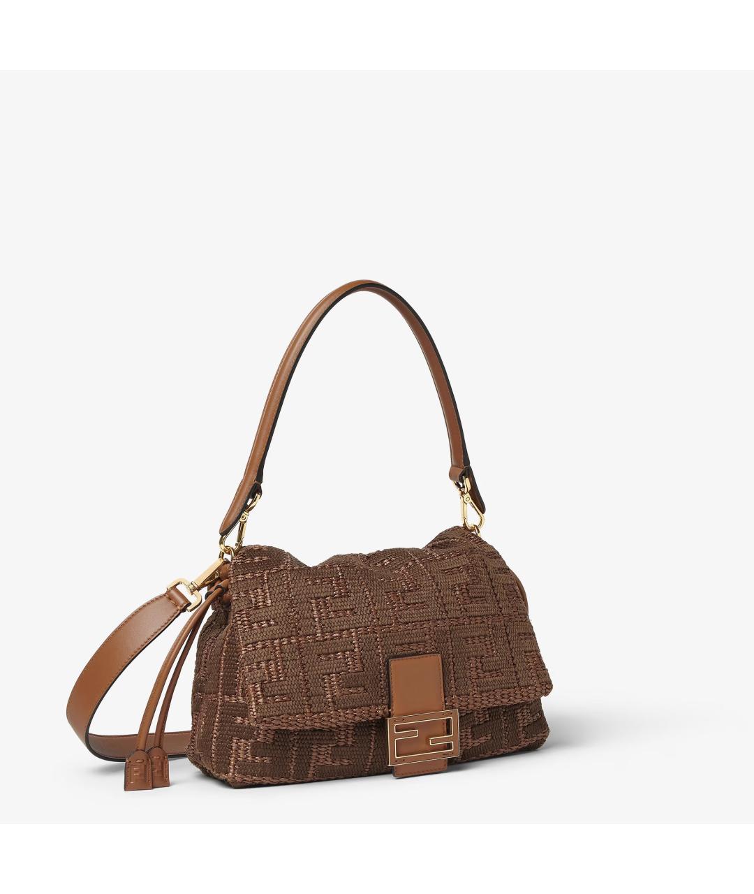 FENDI Коричневая хлопковая сумка с короткими ручками, фото 2