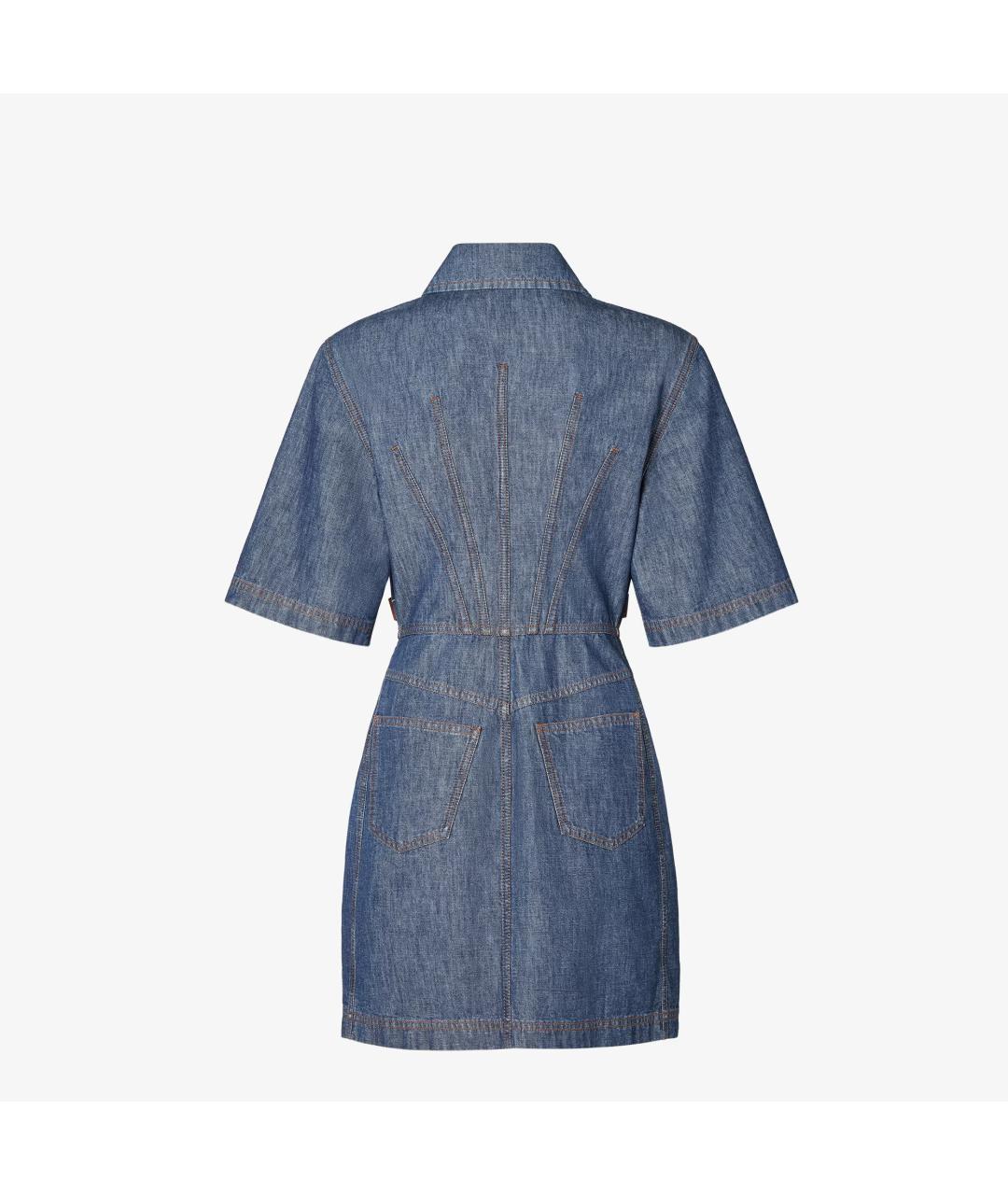 FENDI Синее хлопковое повседневное платье, фото 2