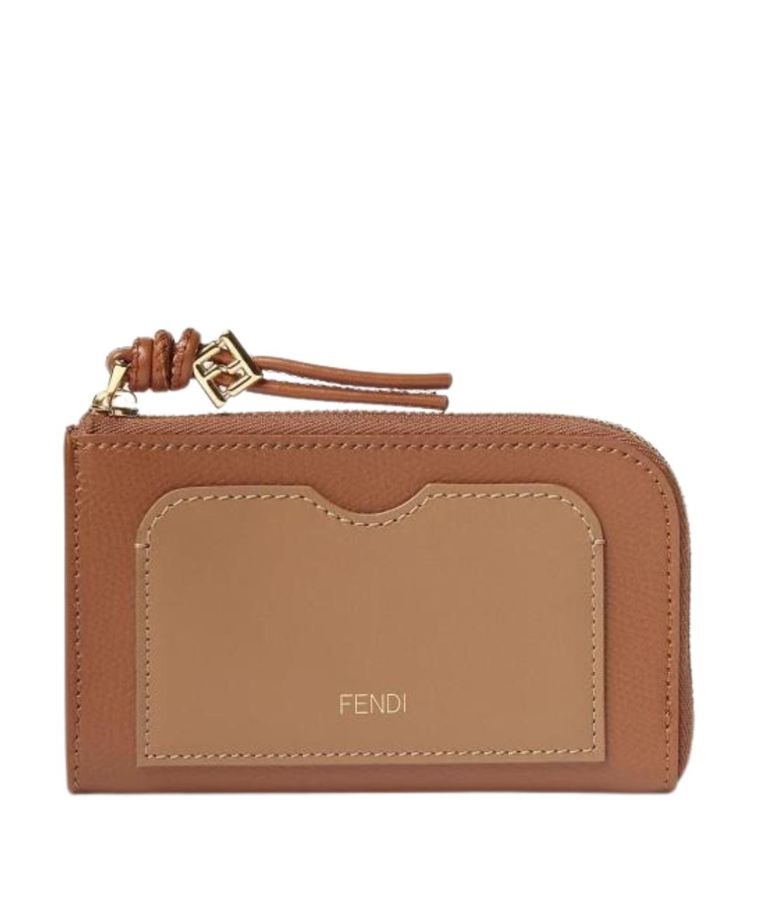 FENDI Коричневый кожаный кардхолдер, фото 1
