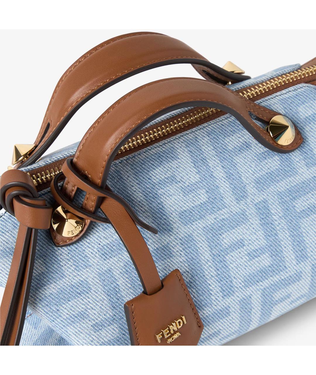 FENDI Голубая деним сумка тоут, фото 5