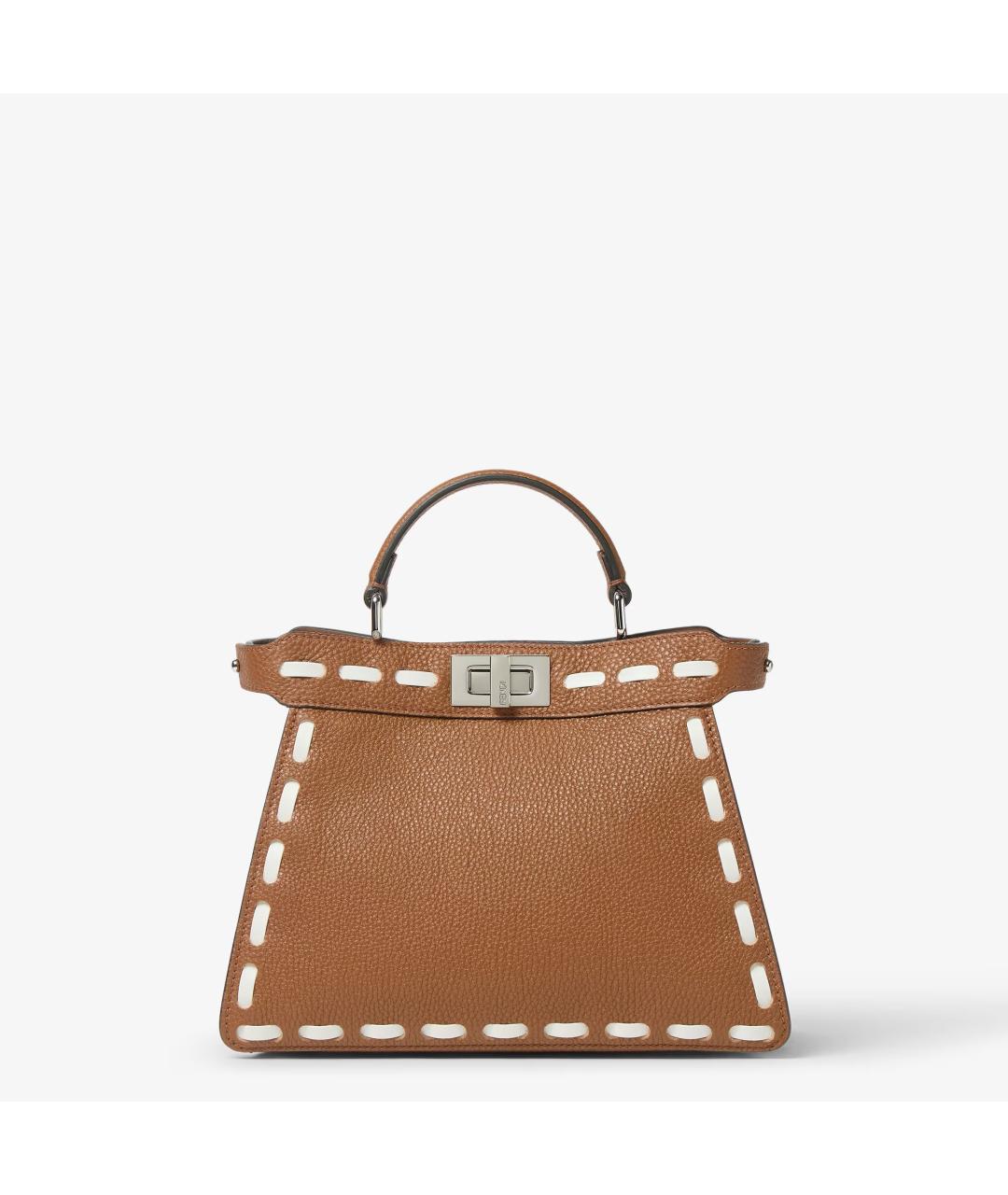 FENDI Коричневая кожаная сумка тоут, фото 5