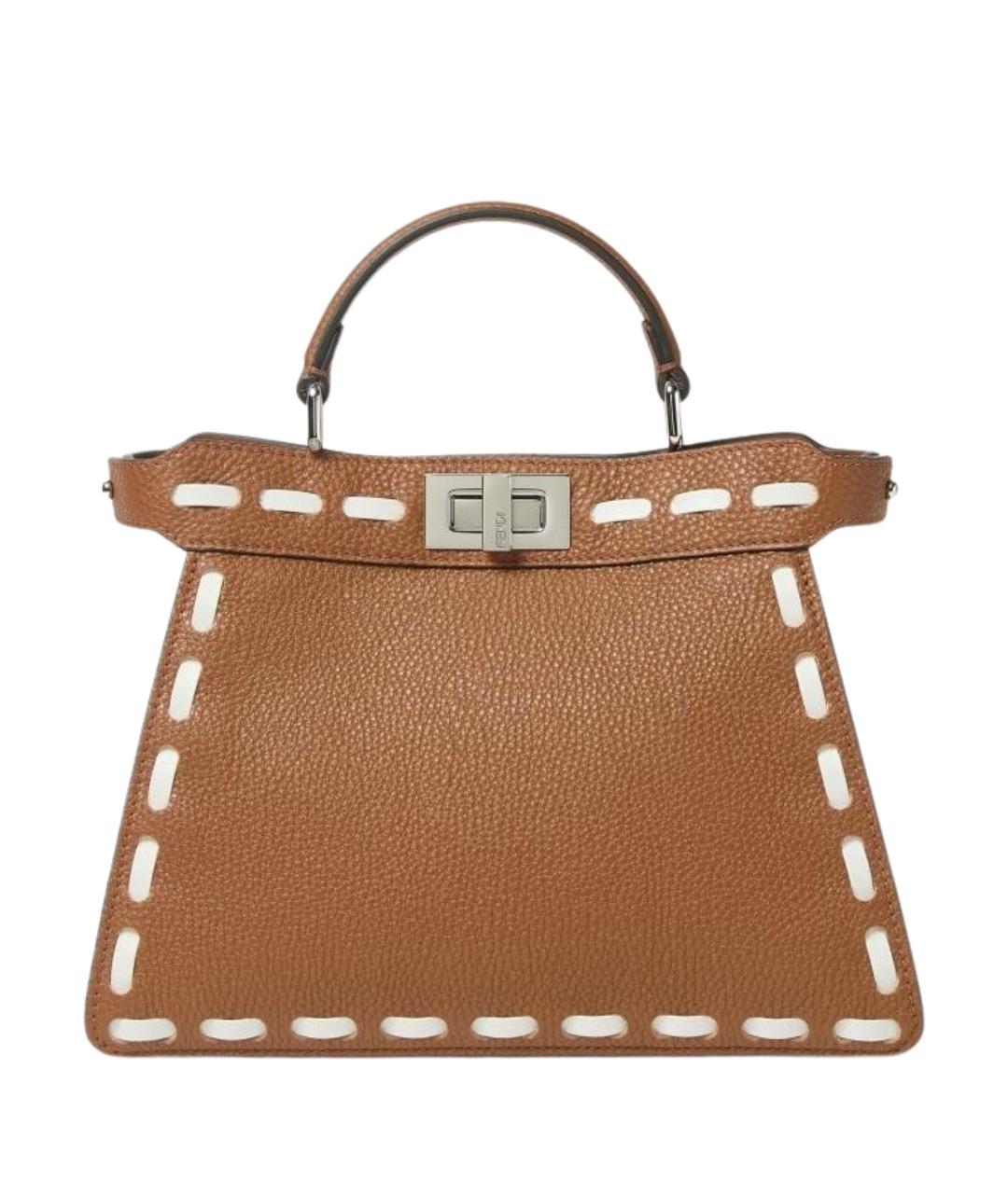 FENDI Коричневая кожаная сумка тоут, фото 1
