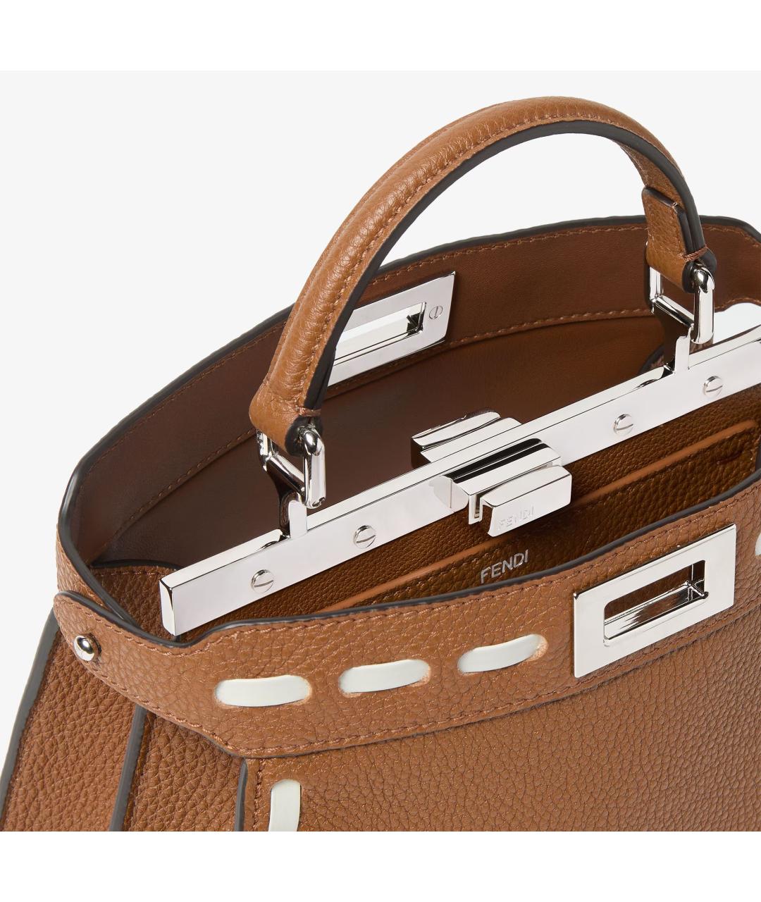 FENDI Коричневая кожаная сумка тоут, фото 3