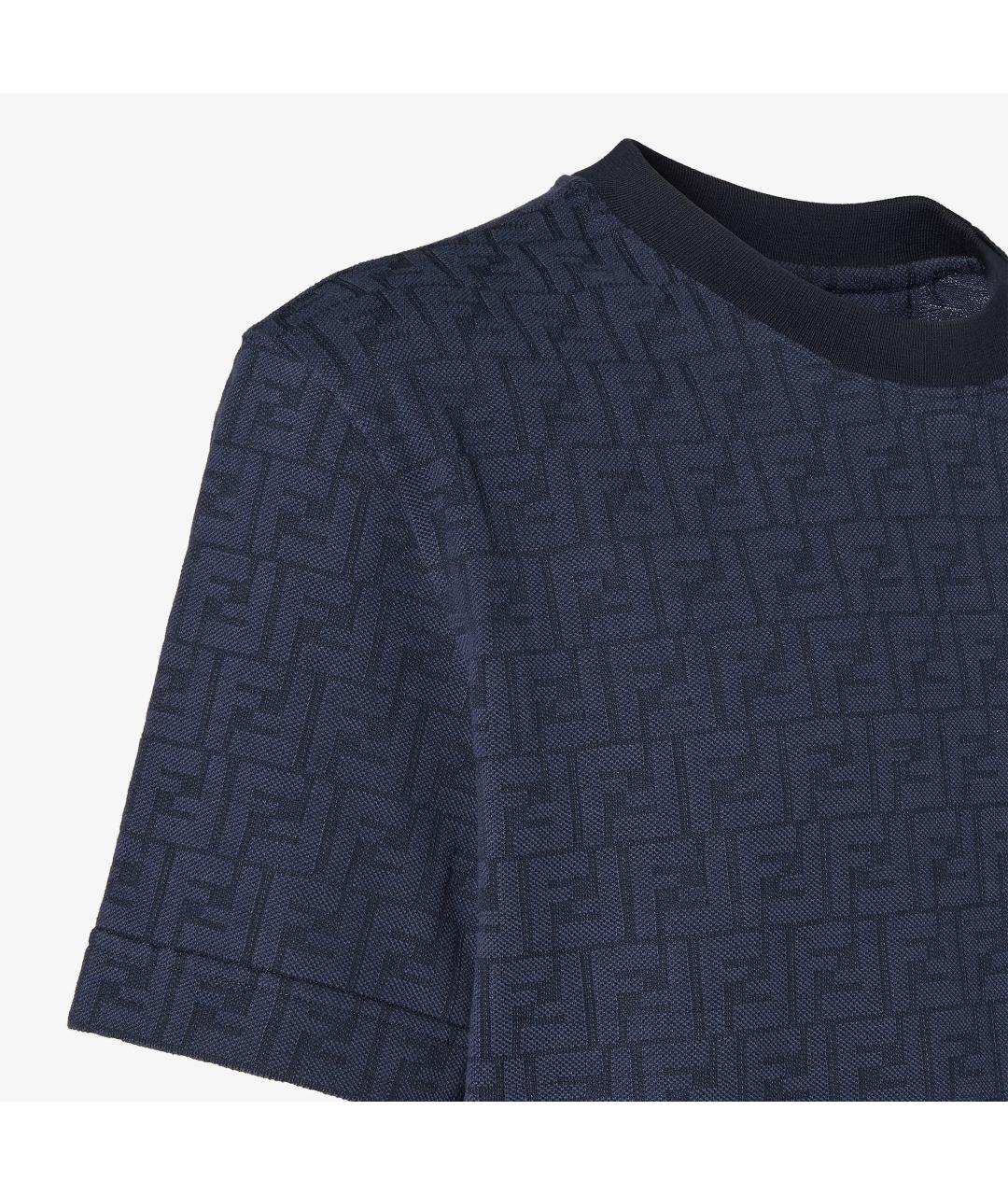 FENDI Темно-синяя хлопковая футболка, фото 3
