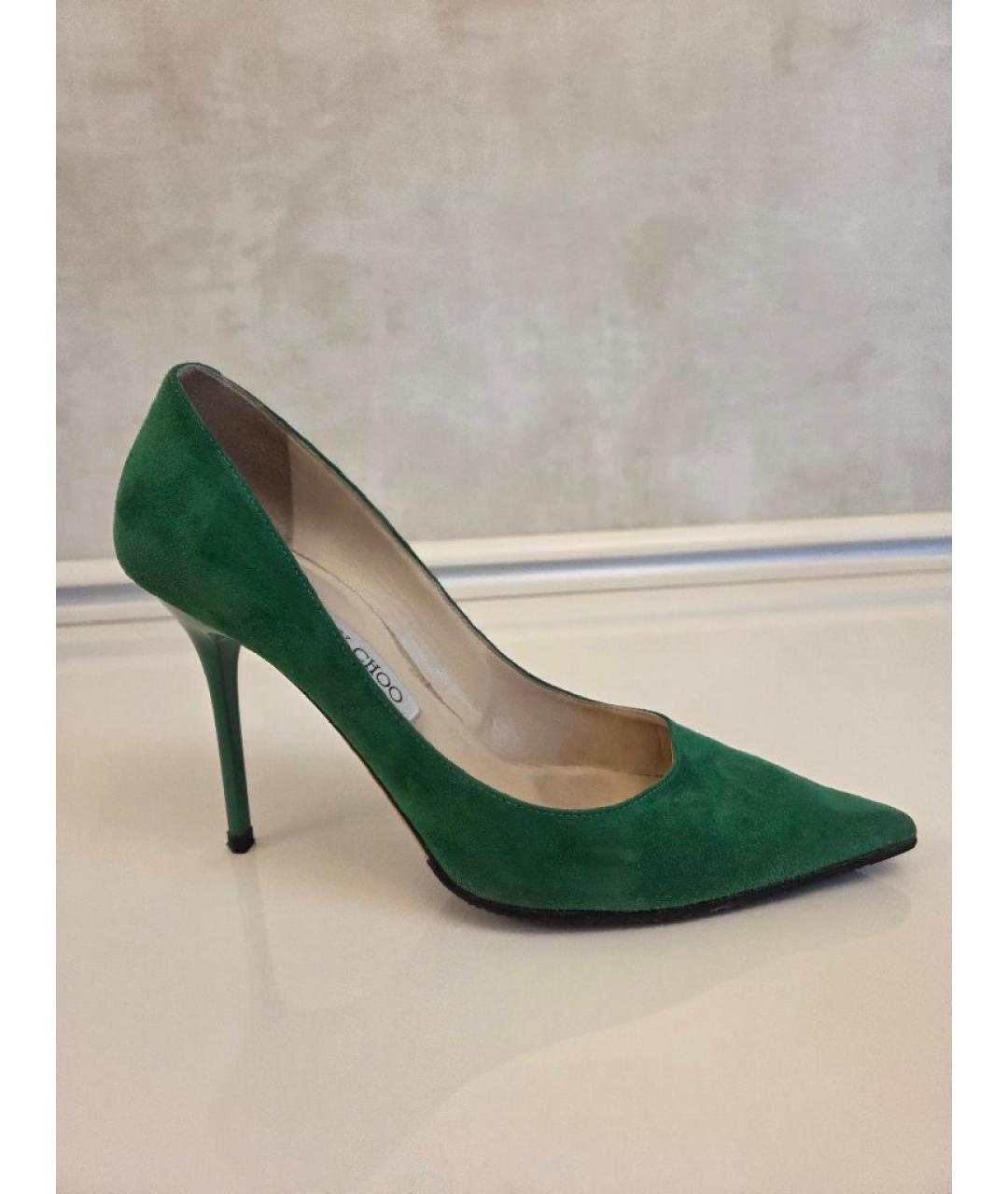 JIMMY CHOO Зеленые замшевые туфли, фото 9