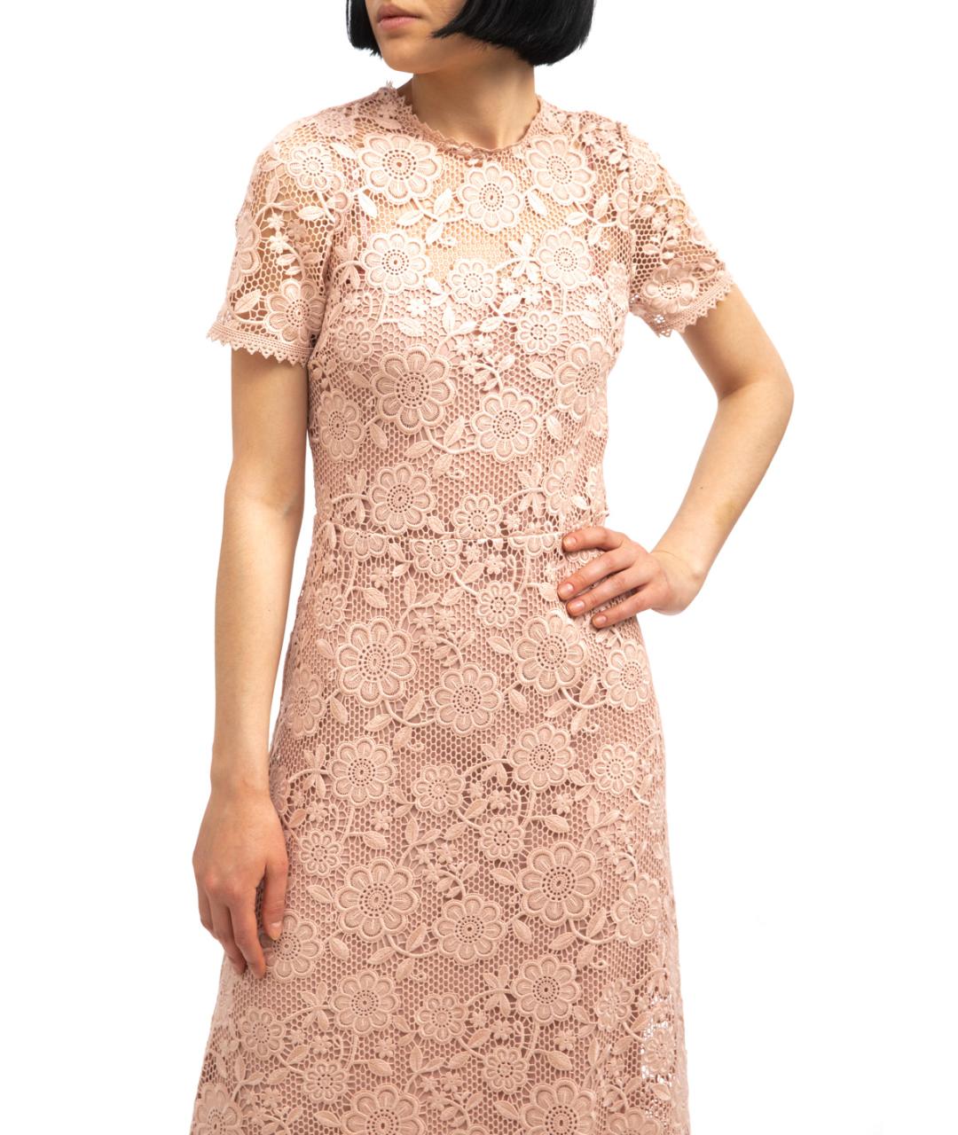 VALENTINO Розовое кружевное коктейльное платье, фото 2