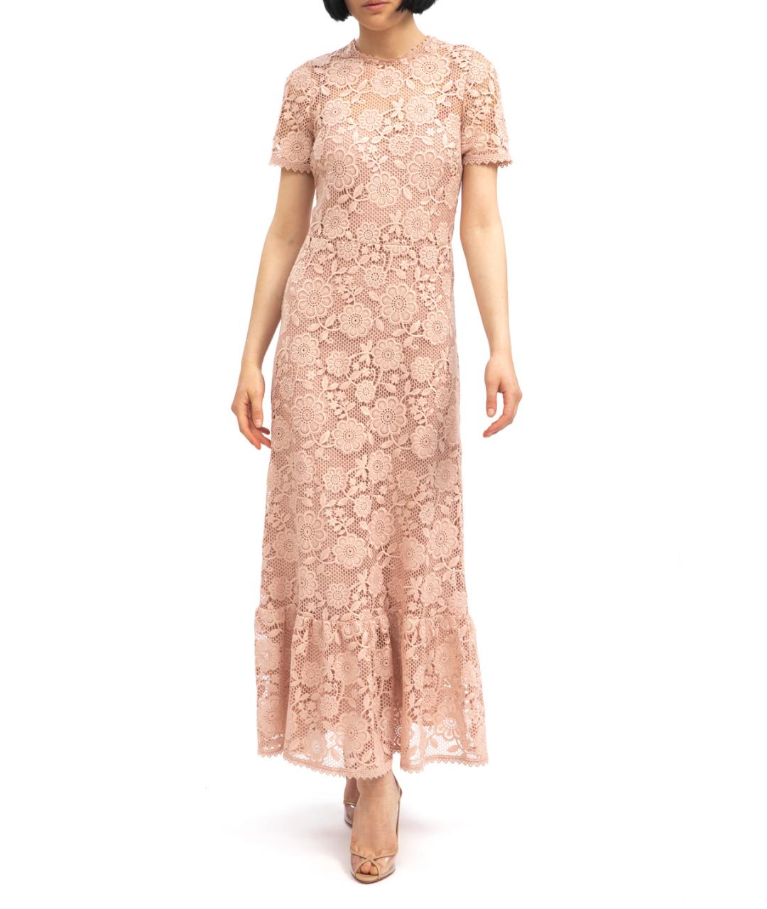 VALENTINO Розовое кружевное коктейльное платье, фото 1