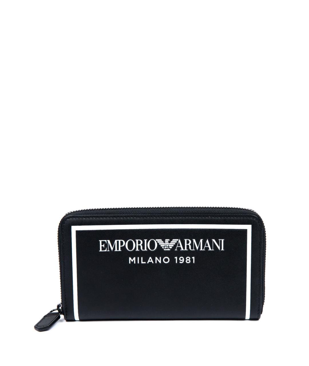 EMPORIO ARMANI Черный кожаный кошелек, фото 1