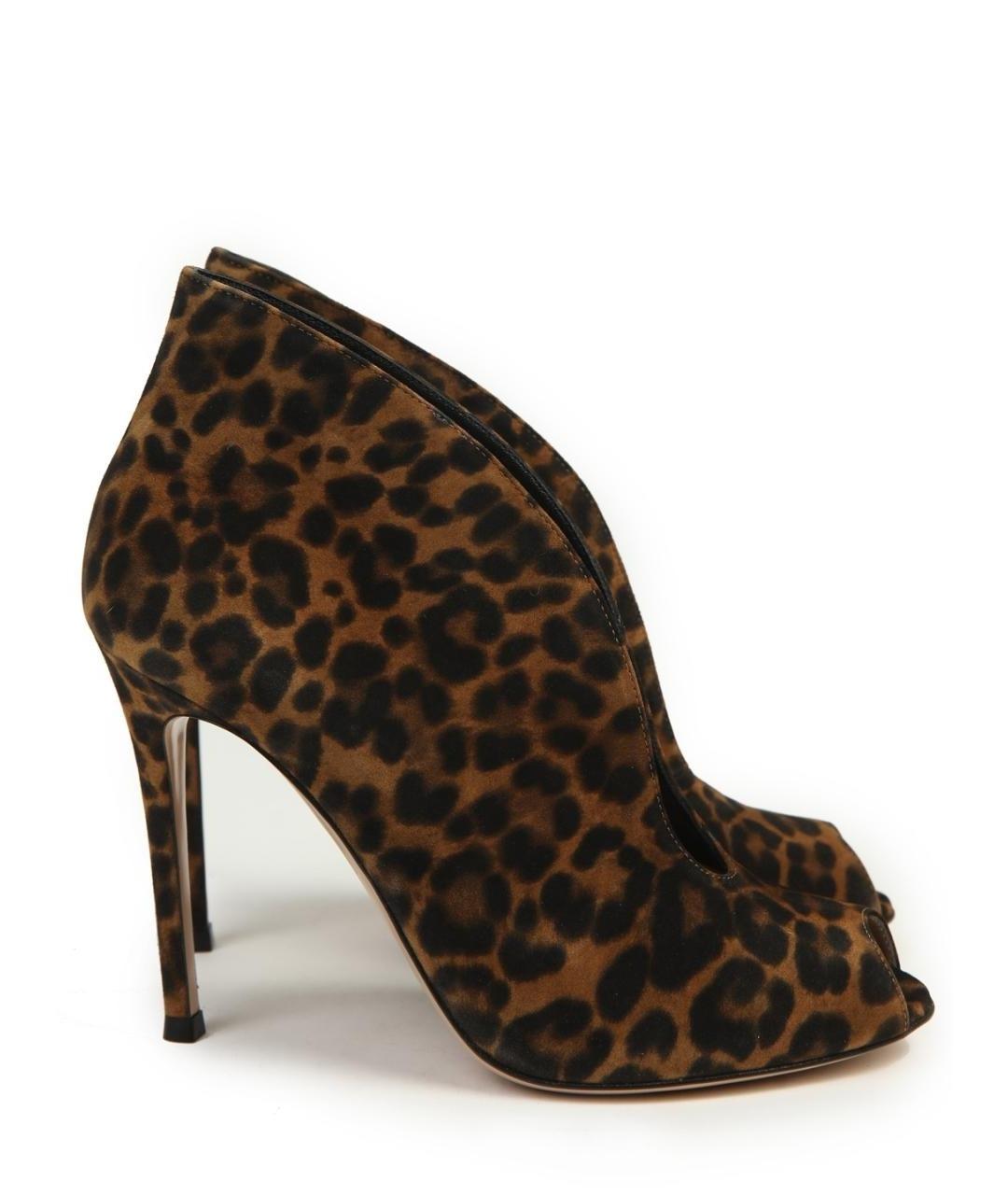 GIANVITO ROSSI Коричневые кожаные ботильоны, фото 1