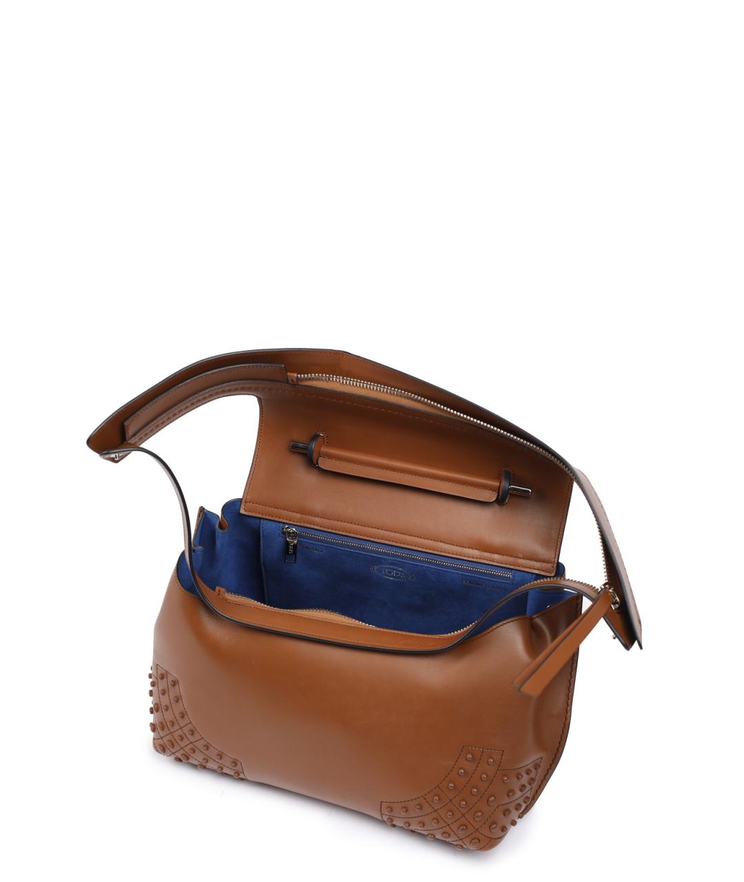 TOD'S Коричневая кожаная сумка с короткими ручками, фото 4