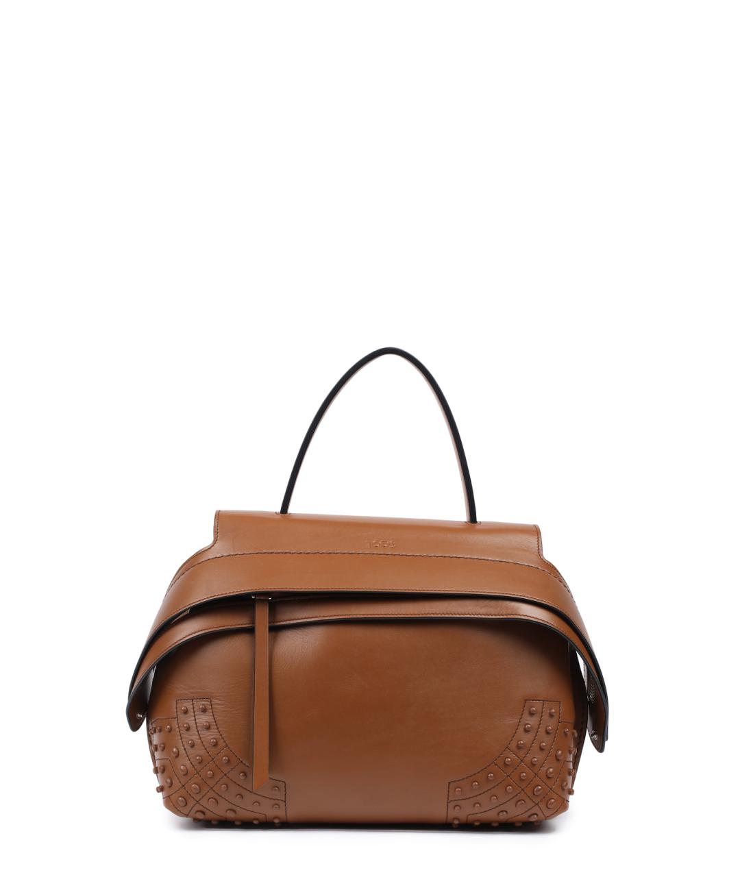 TOD'S Коричневая кожаная сумка с короткими ручками, фото 1