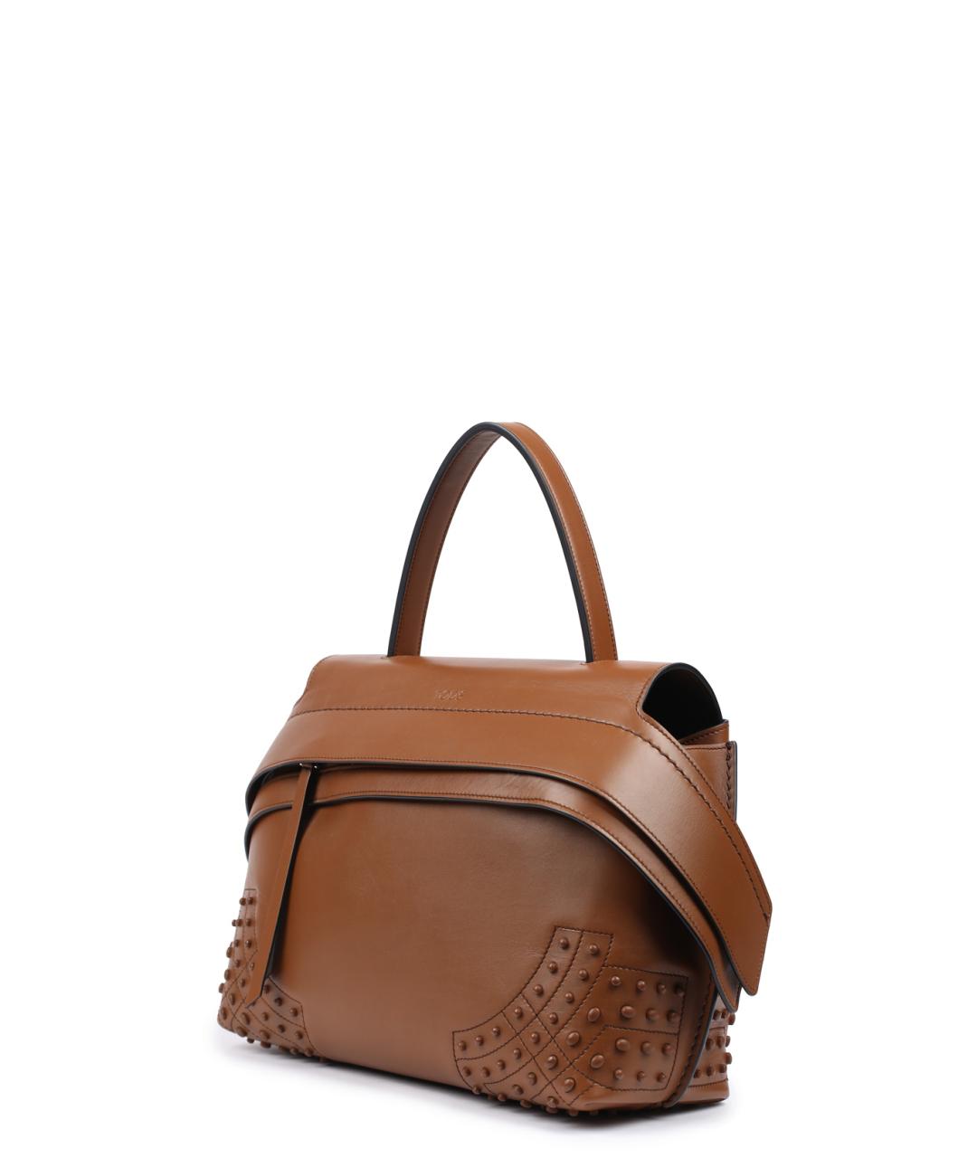 TOD'S Коричневая кожаная сумка с короткими ручками, фото 2