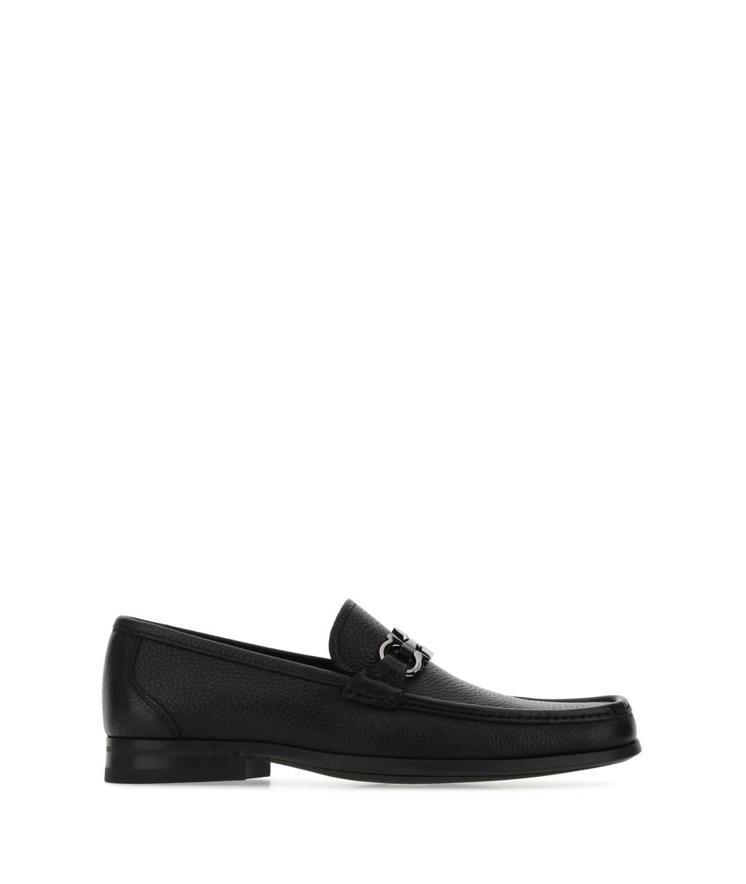 FERRAGAMO Черные кожаные лоферы, фото 1