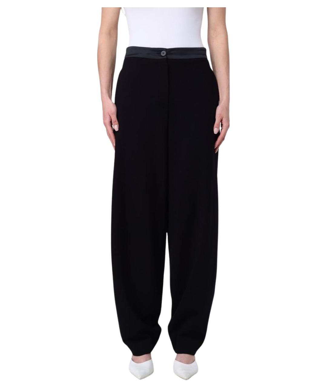 EMPORIO ARMANI Черные полиамидовые прямые брюки, фото 1