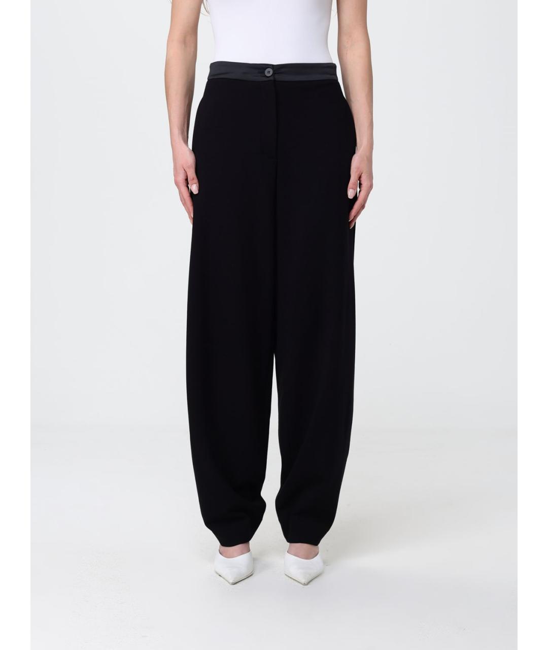 EMPORIO ARMANI Черные полиамидовые прямые брюки, фото 4