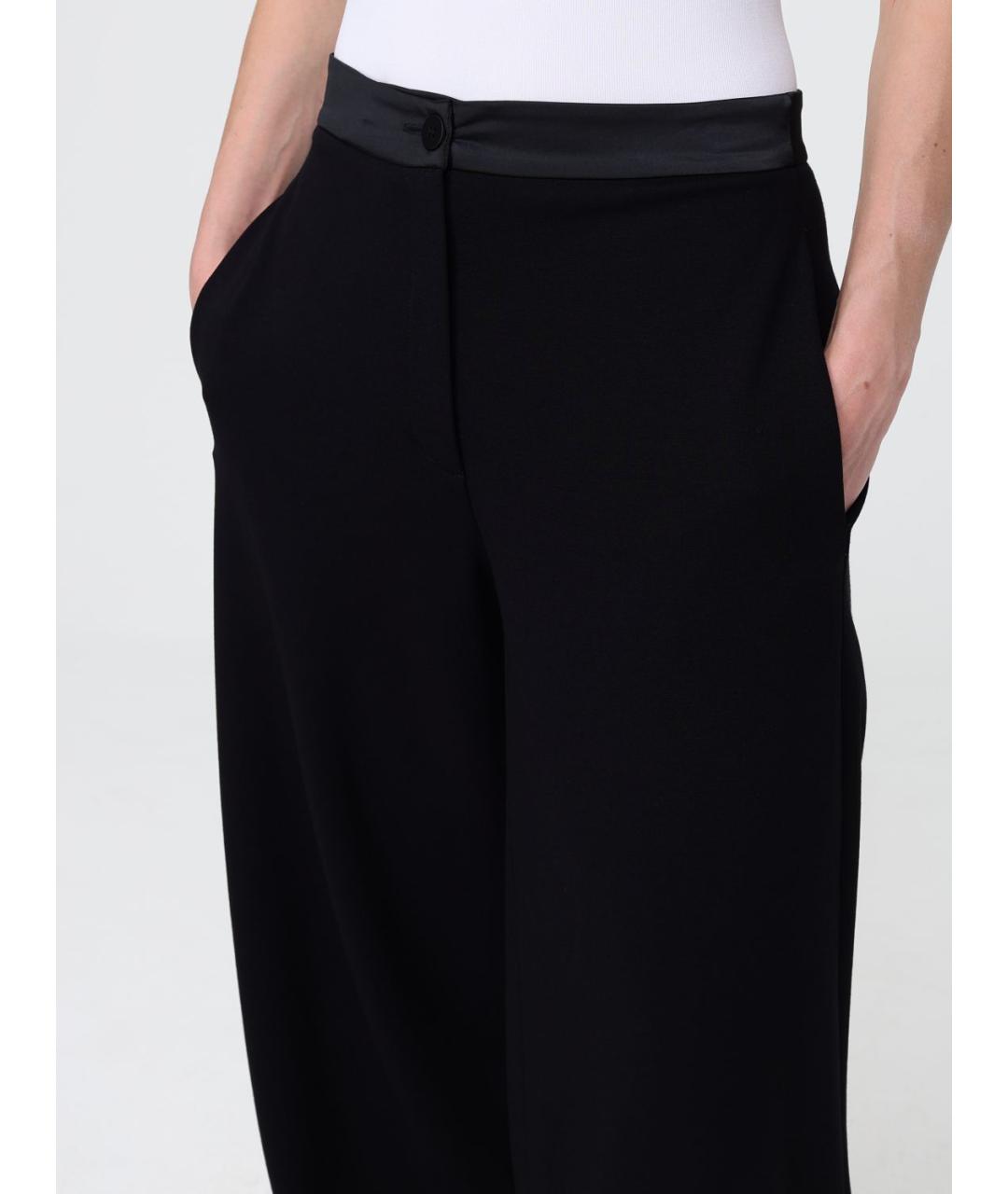EMPORIO ARMANI Черные полиамидовые прямые брюки, фото 3
