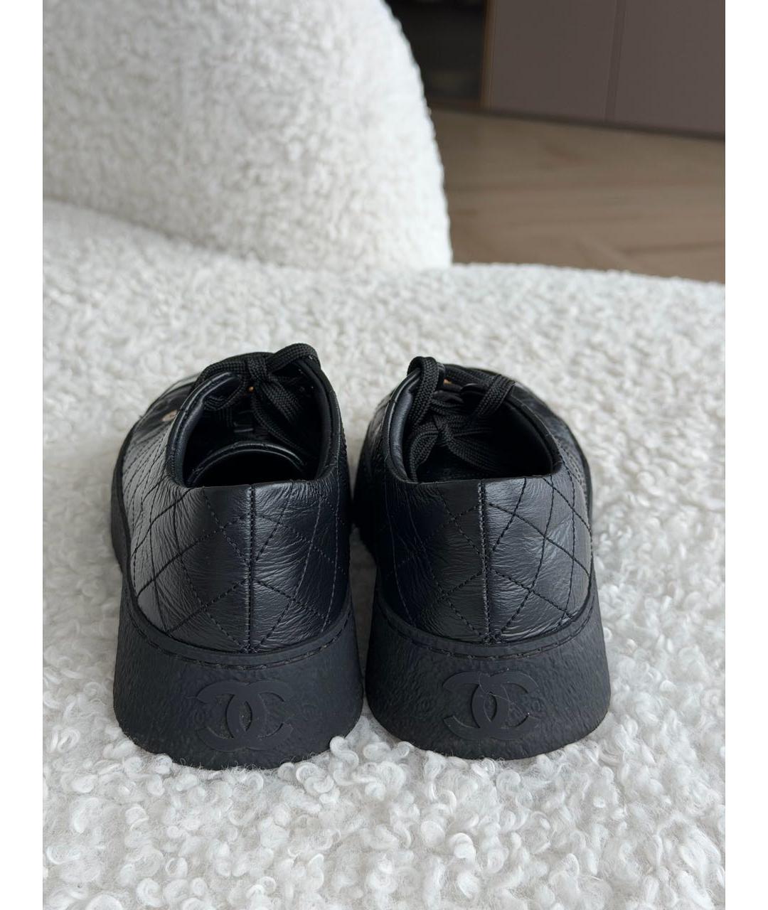 CHANEL Черные кожаные кеды, фото 4