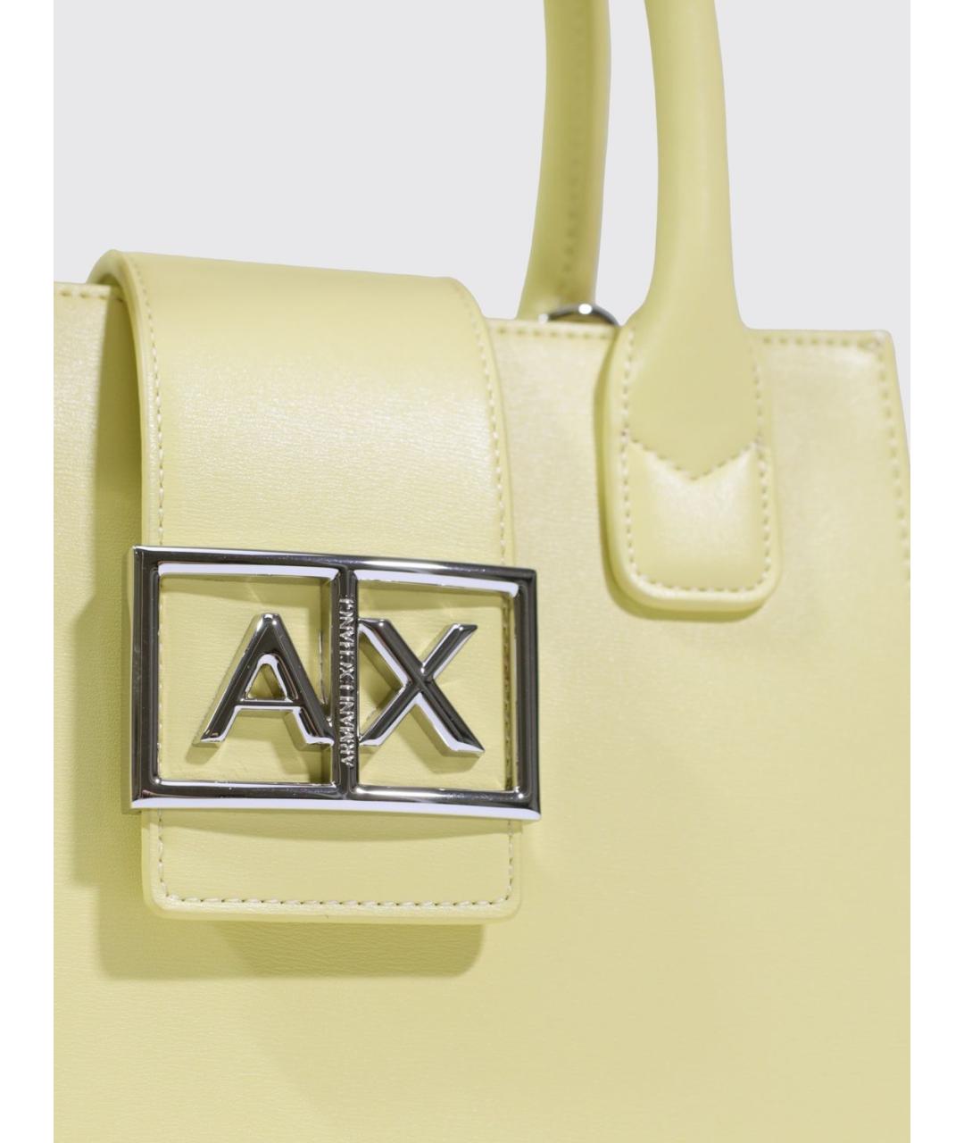 ARMANI EXCHANGE Желтая сумка с короткими ручками из искусственной кожи, фото 3