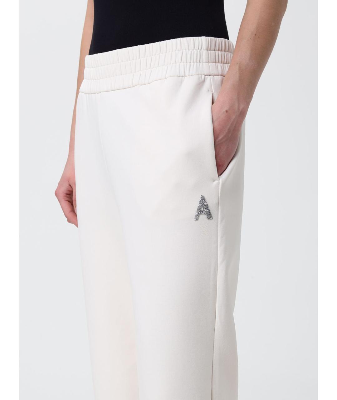 ARMANI EXCHANGE Бежевые полиэстеровые прямые брюки, фото 3