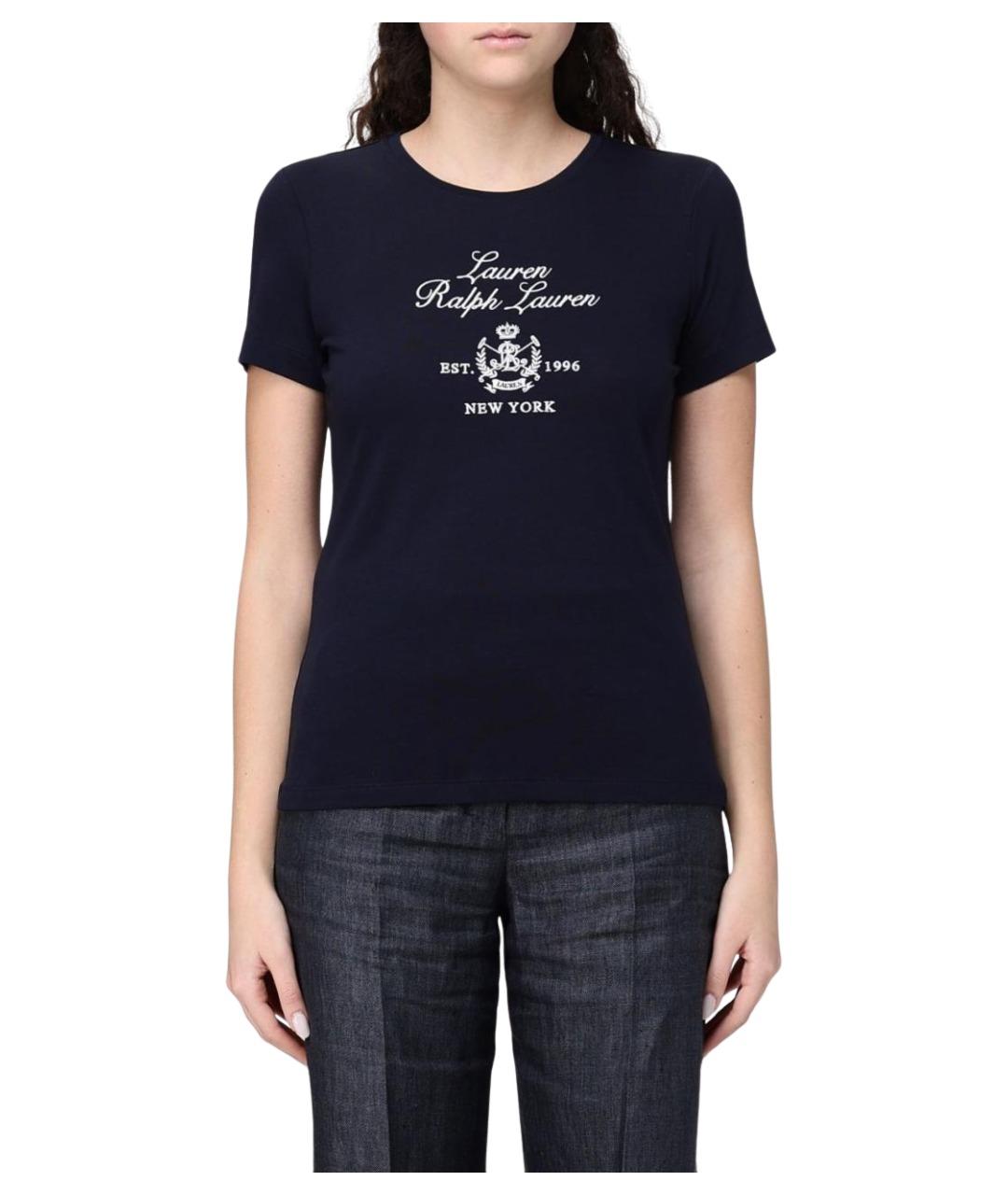 RALPH LAUREN Темно-синяя хлопковая футболка, фото 1