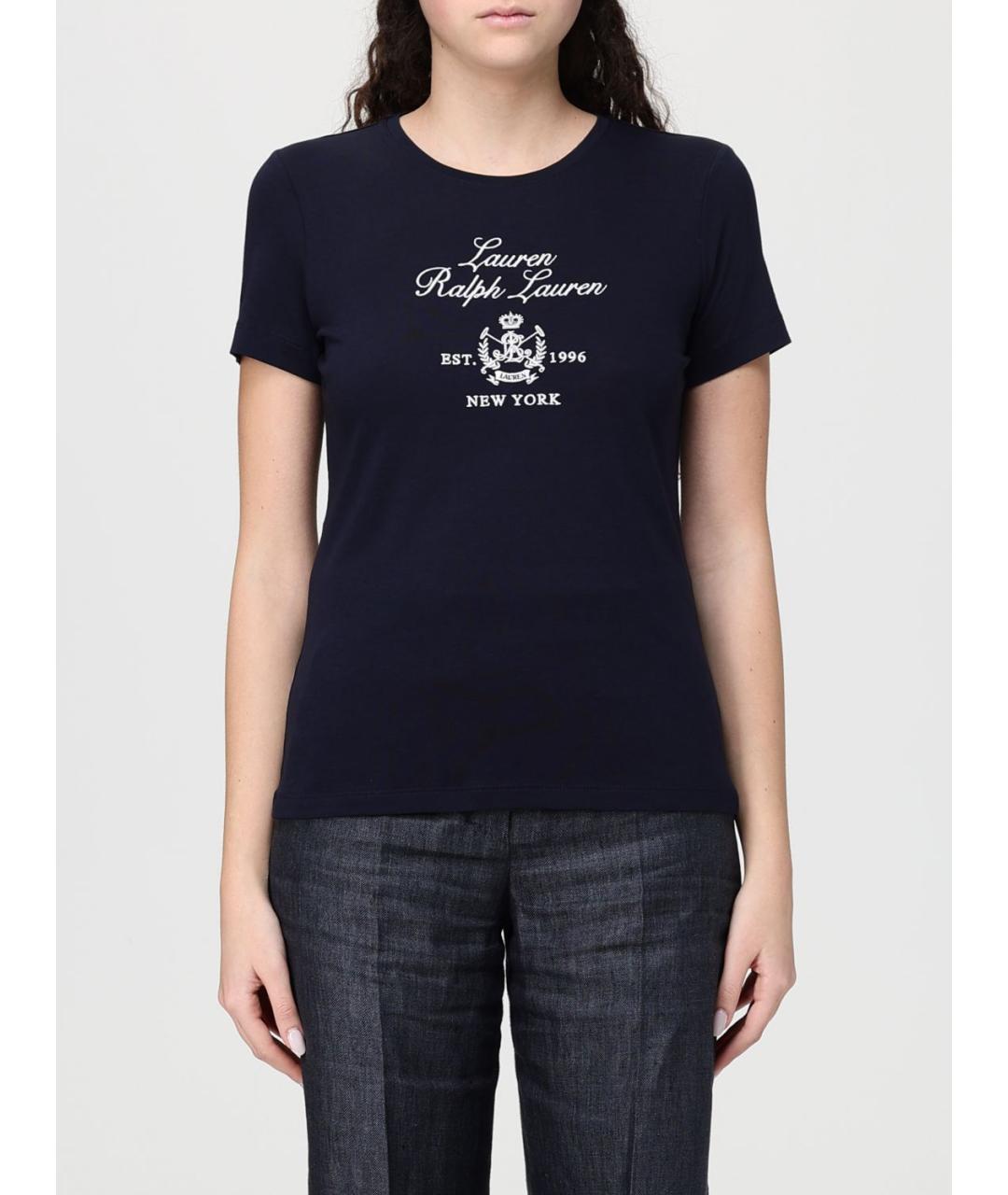 RALPH LAUREN Темно-синяя хлопковая футболка, фото 4