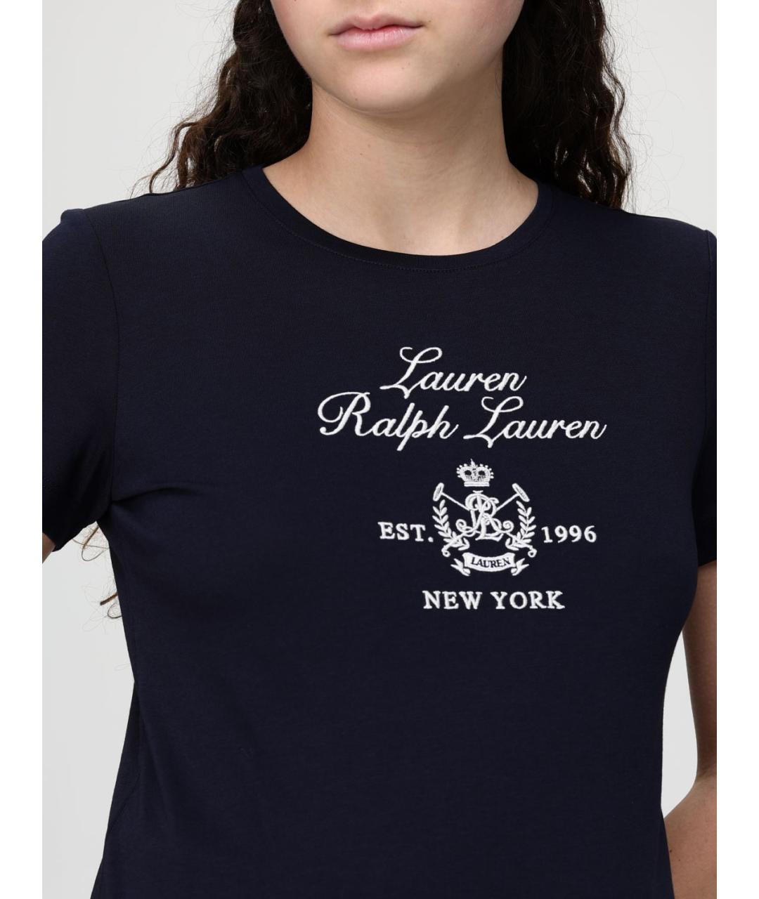 RALPH LAUREN Темно-синяя хлопковая футболка, фото 3