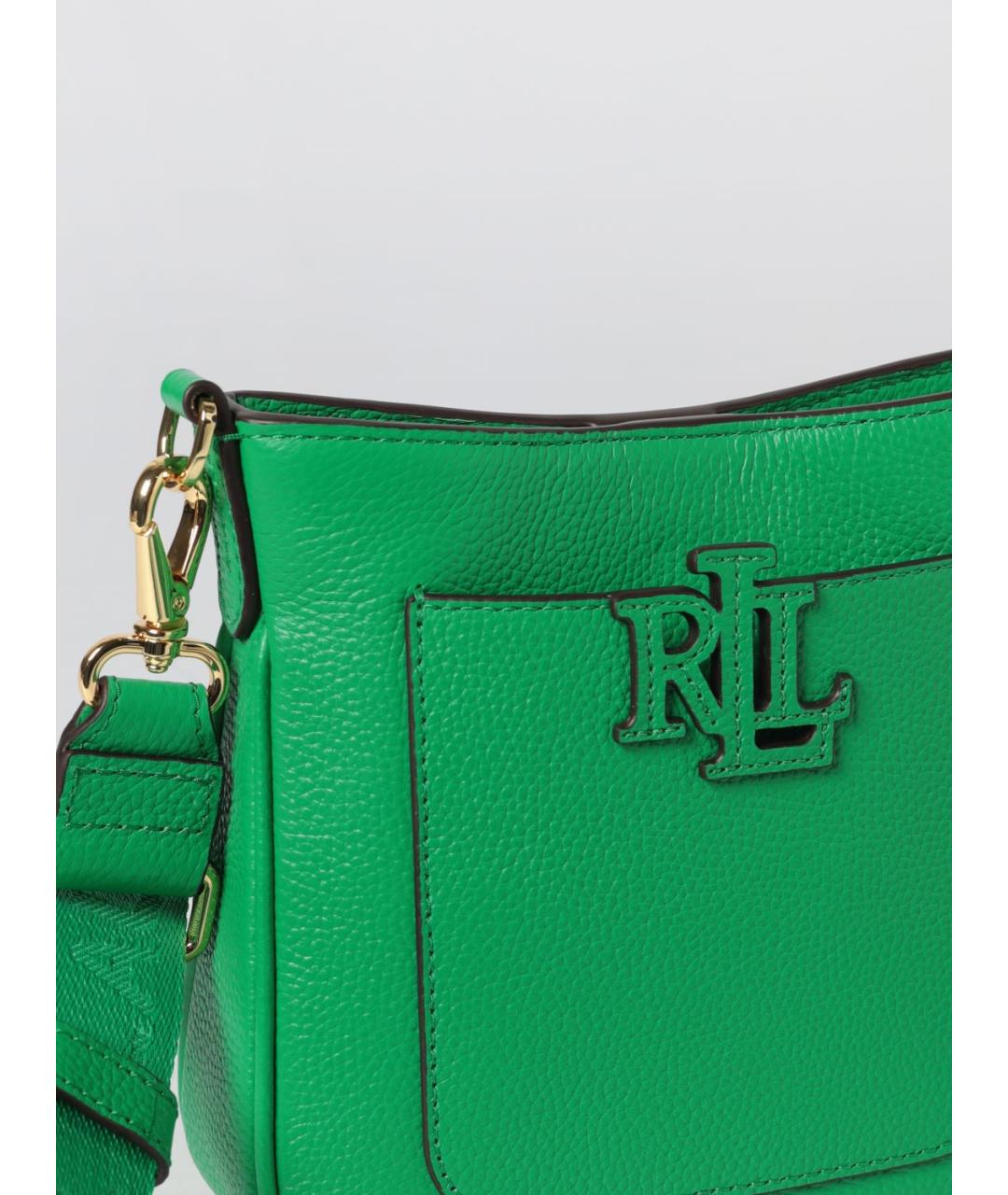 RALPH LAUREN Зеленая кожаная сумка через плечо, фото 3