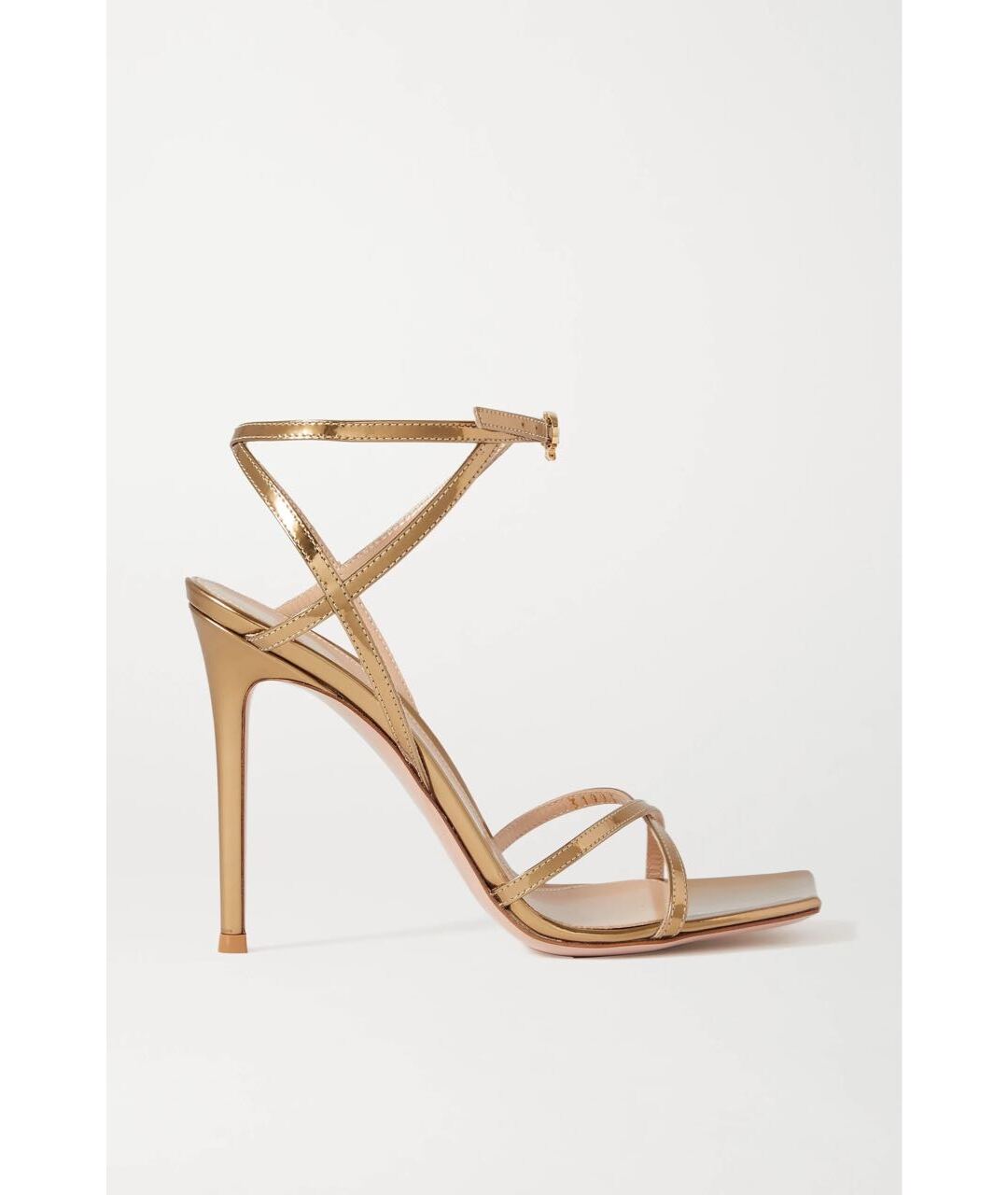 GIANVITO ROSSI Золотые босоножки из лакированной кожи, фото 9