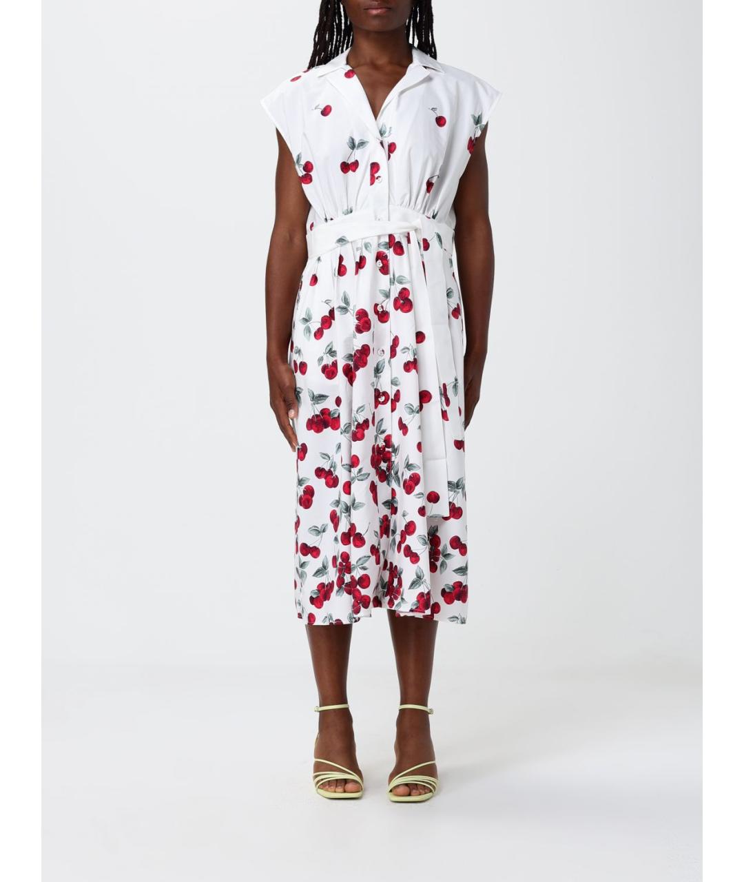 TWIN-SET Белое хлопковое повседневное платье, фото 4