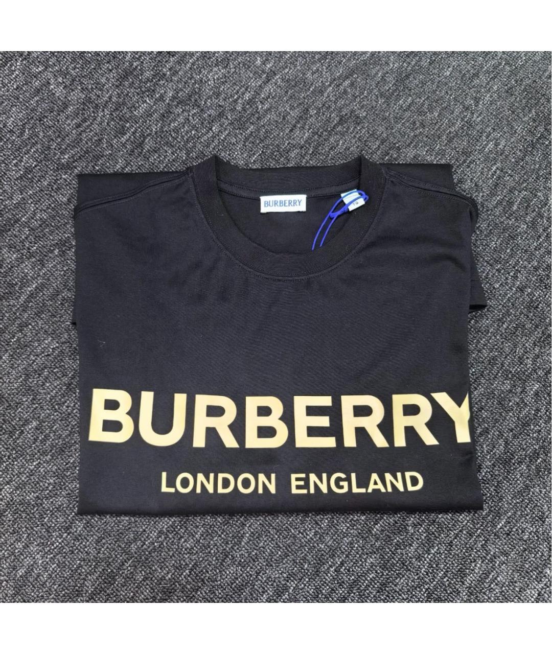 BURBERRY Черная хлопковая футболка, фото 4
