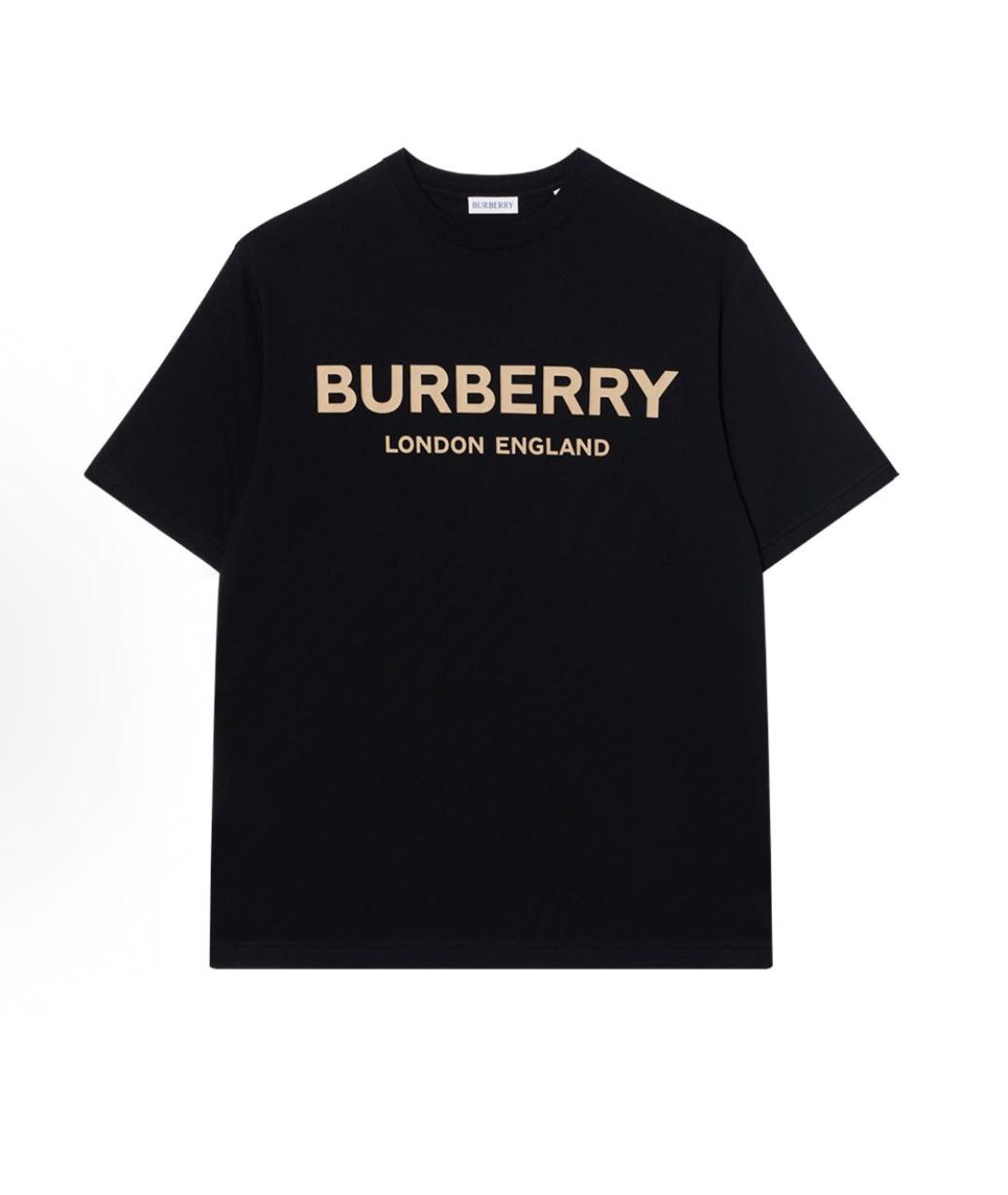 BURBERRY Черная хлопковая футболка, фото 6