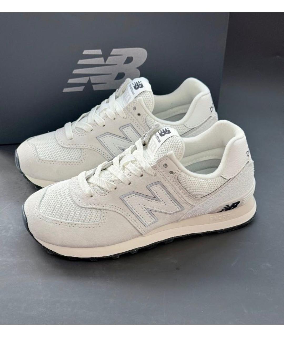 NEW BALANCE Белые замшевые низкие кроссовки / кеды, фото 5